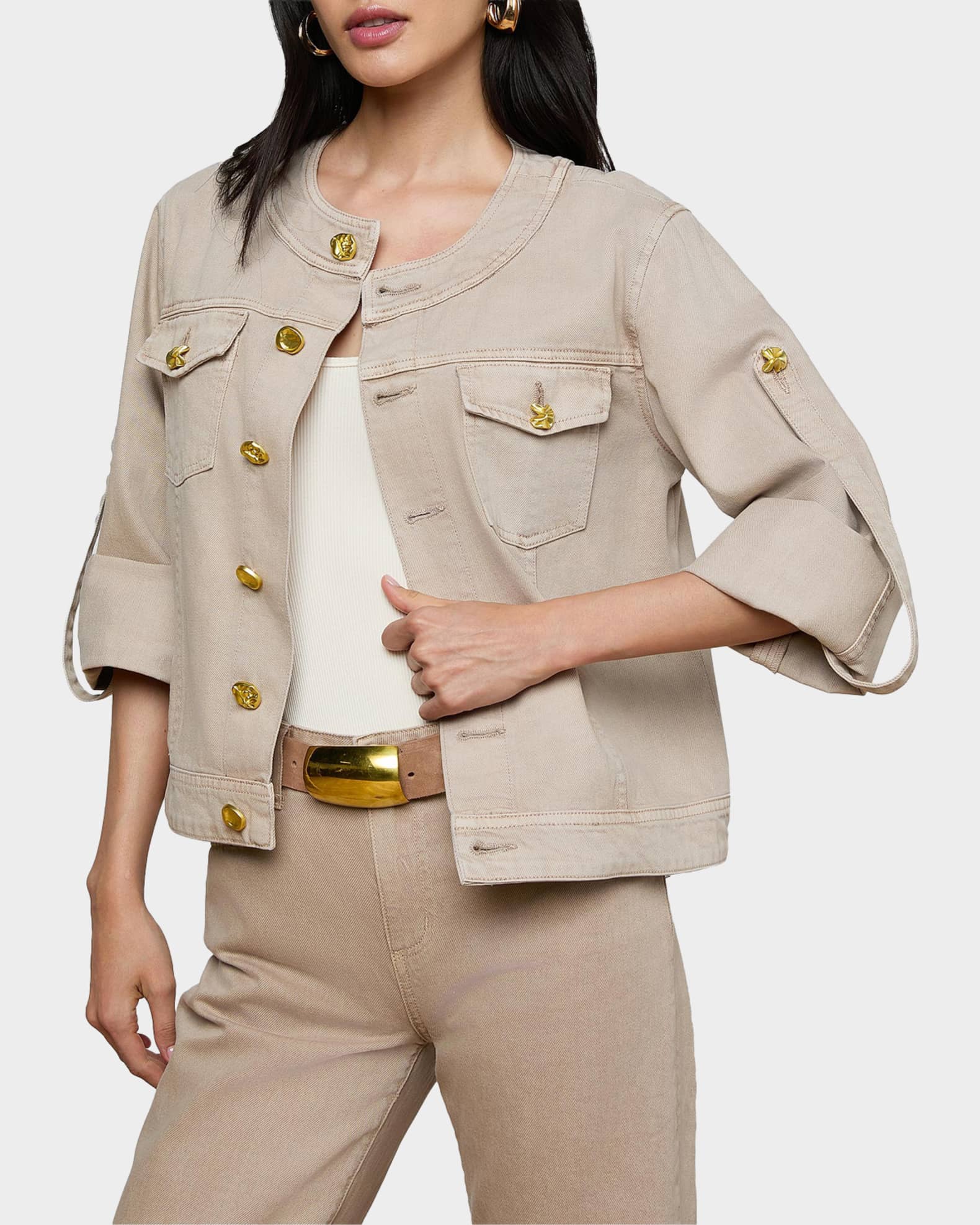 10015kdwB L'AGENCE Anouk Collarless Jacket