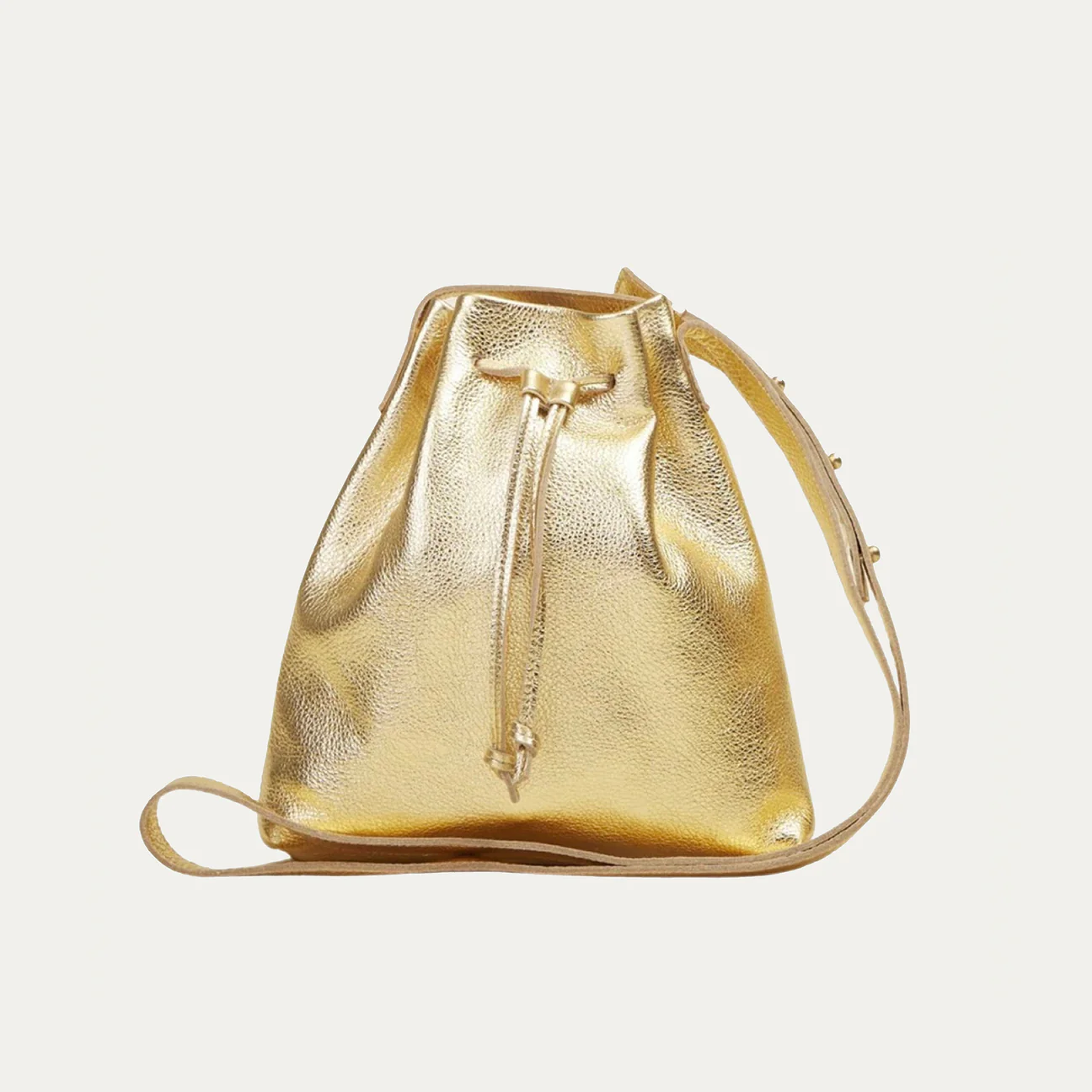 Mini Crossbody Tote | Gold Metallic Leather + Gold Hardware