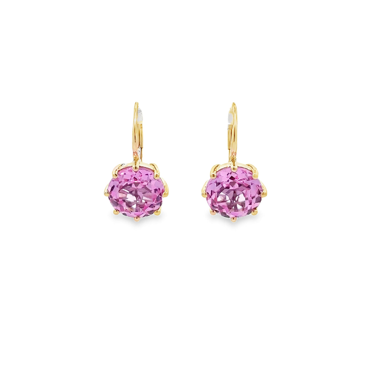 Pink and Gold Round Logo Drop Earrings Golden Rose Blossom Round Bead Faux Pearl Drop & Dangle  main image 2