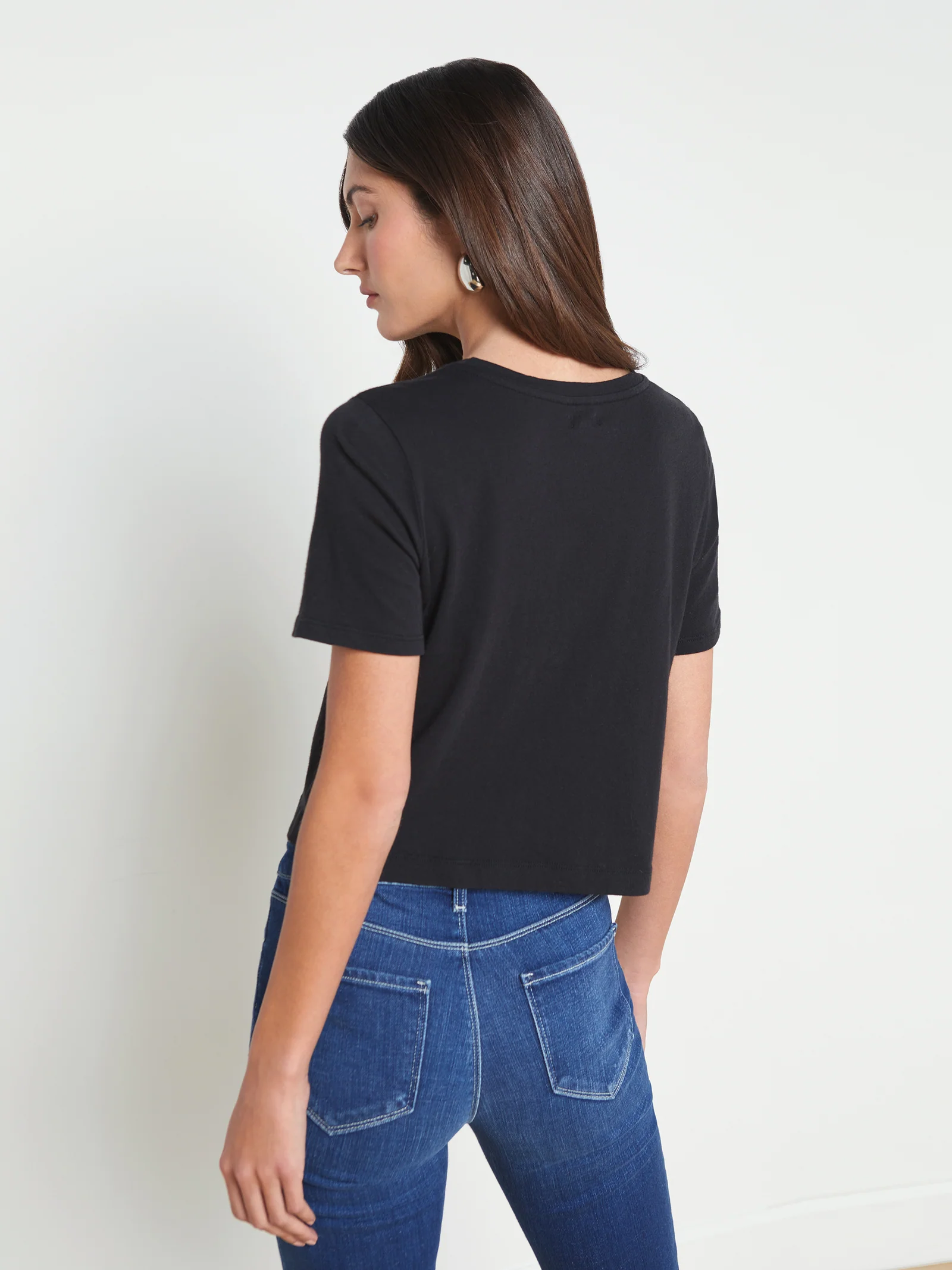 5768OCJb L'Agence Donna Cotton Cropped Tee