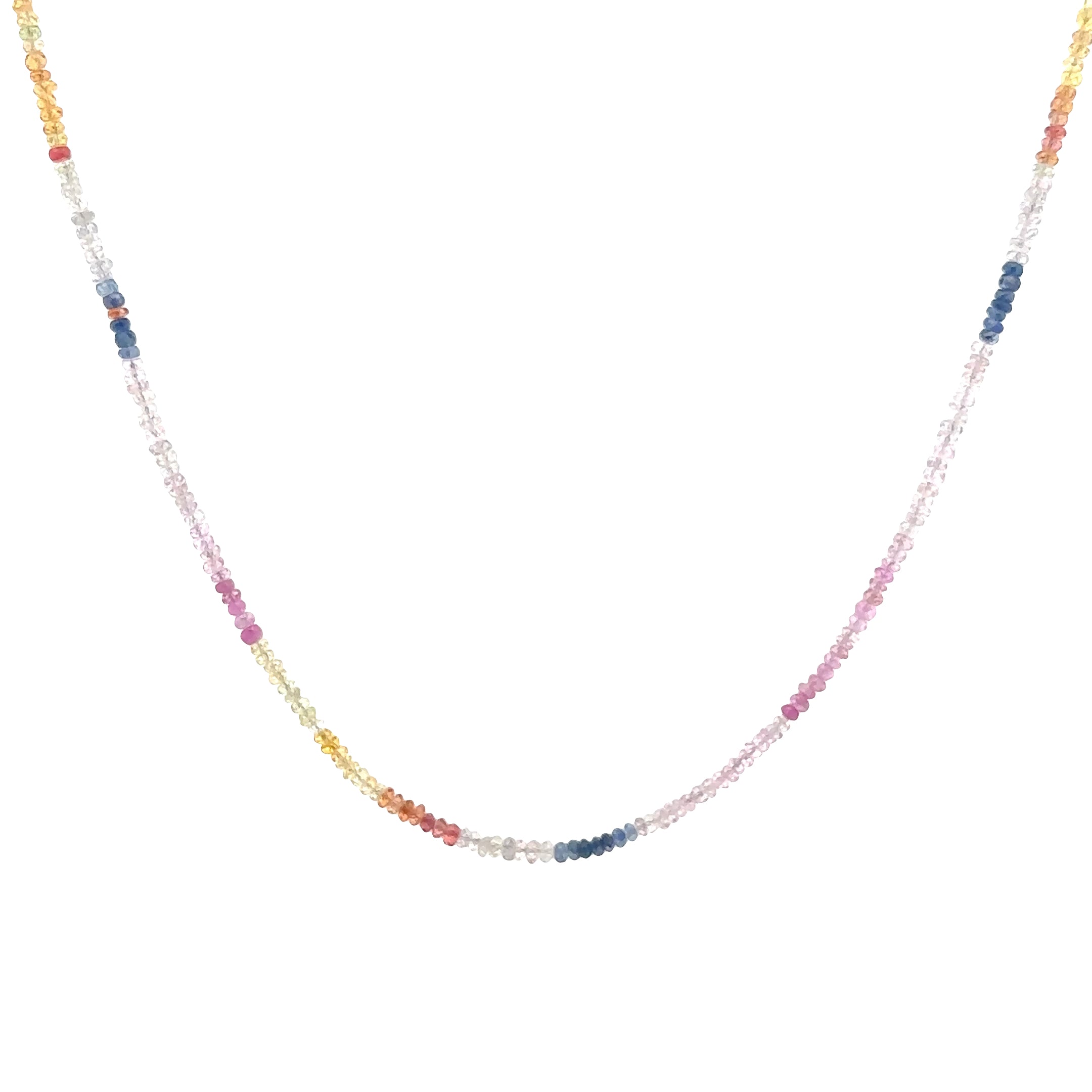 WD1941 Multi-Color Sapphire Beaded Necklace — 14K Yellow Gold