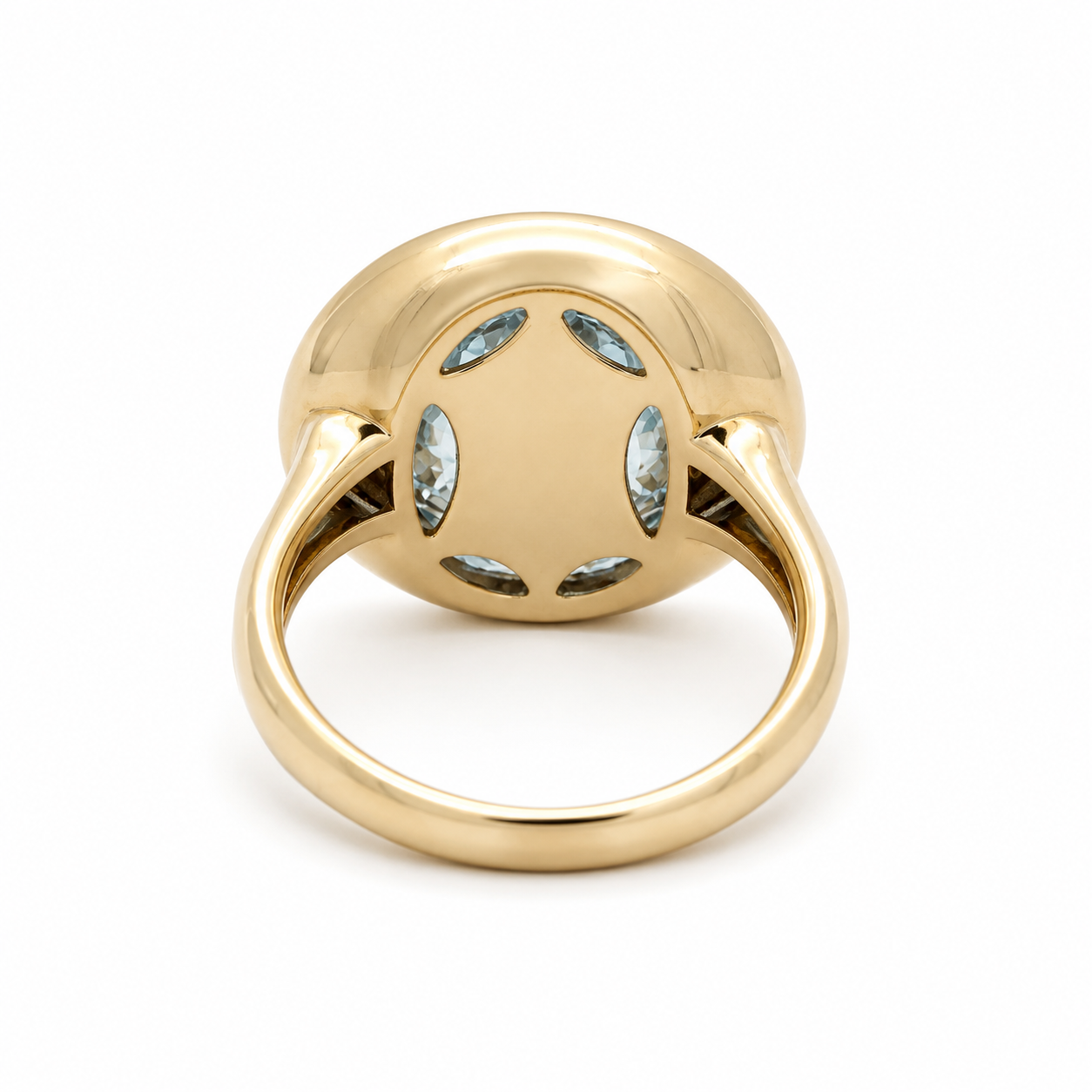 WD1969 14K Yellow Gold 4.47 Carat Blue Topaz & Diamond Halo Statement Ring