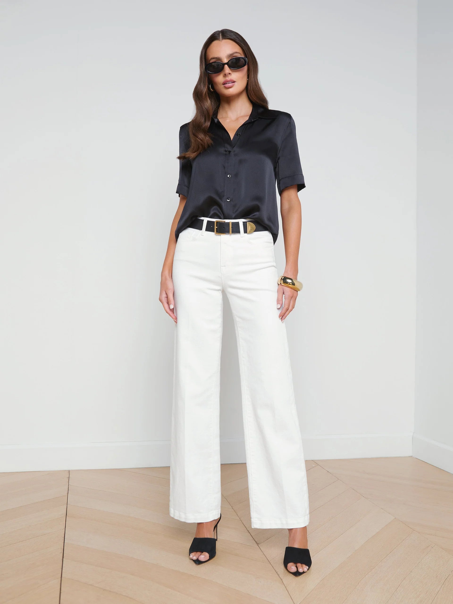40648CLWb L'AGENCE Ellah Short Sleeve Blouse