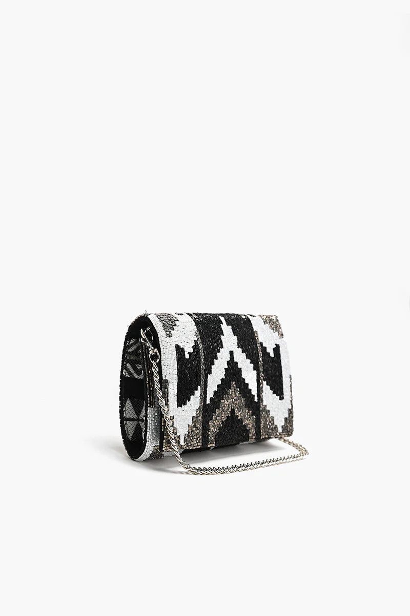 America & Beyond Ikat Noir Elegance Clutch