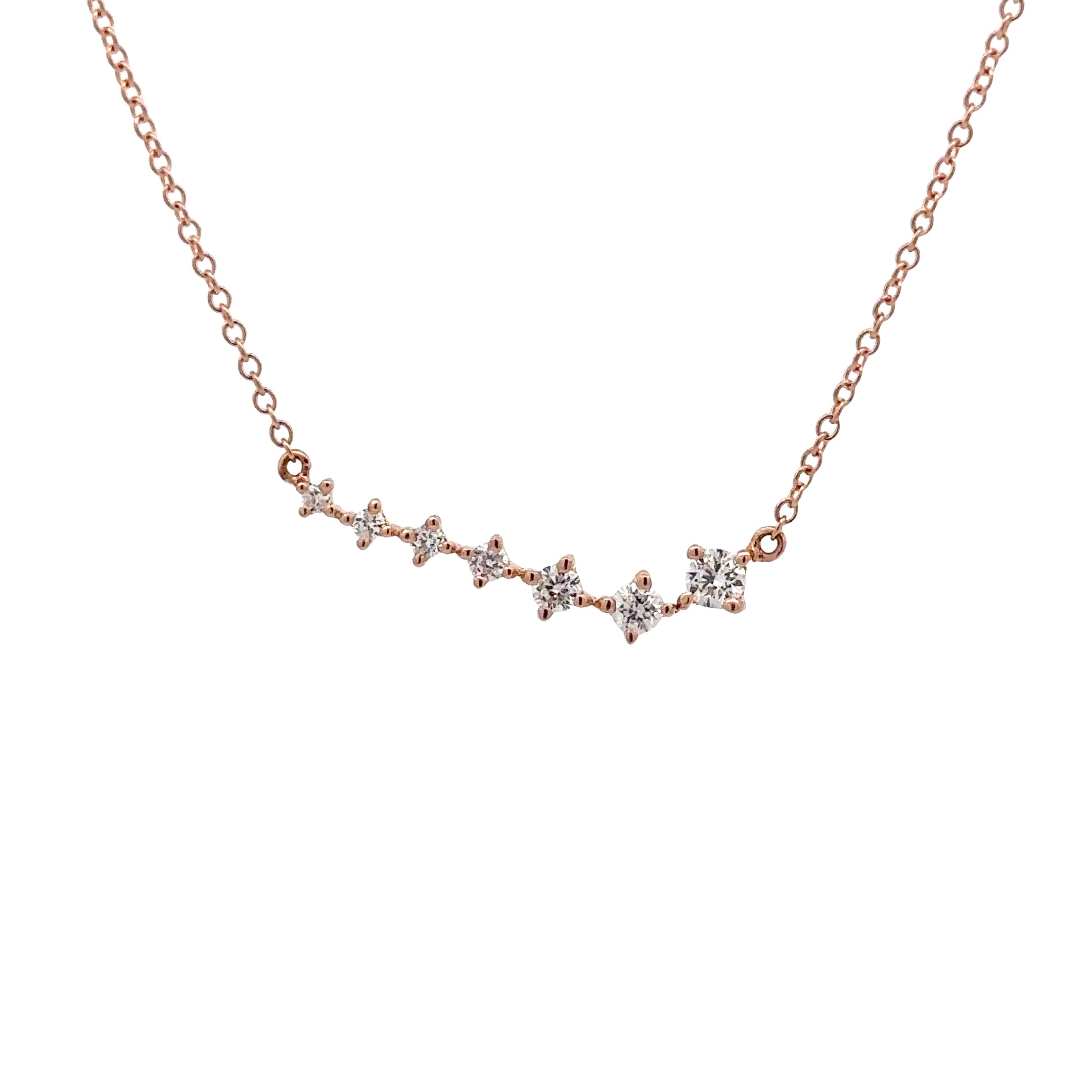 WD1307 14kt Gold Prong Set Diamond Line Necklace