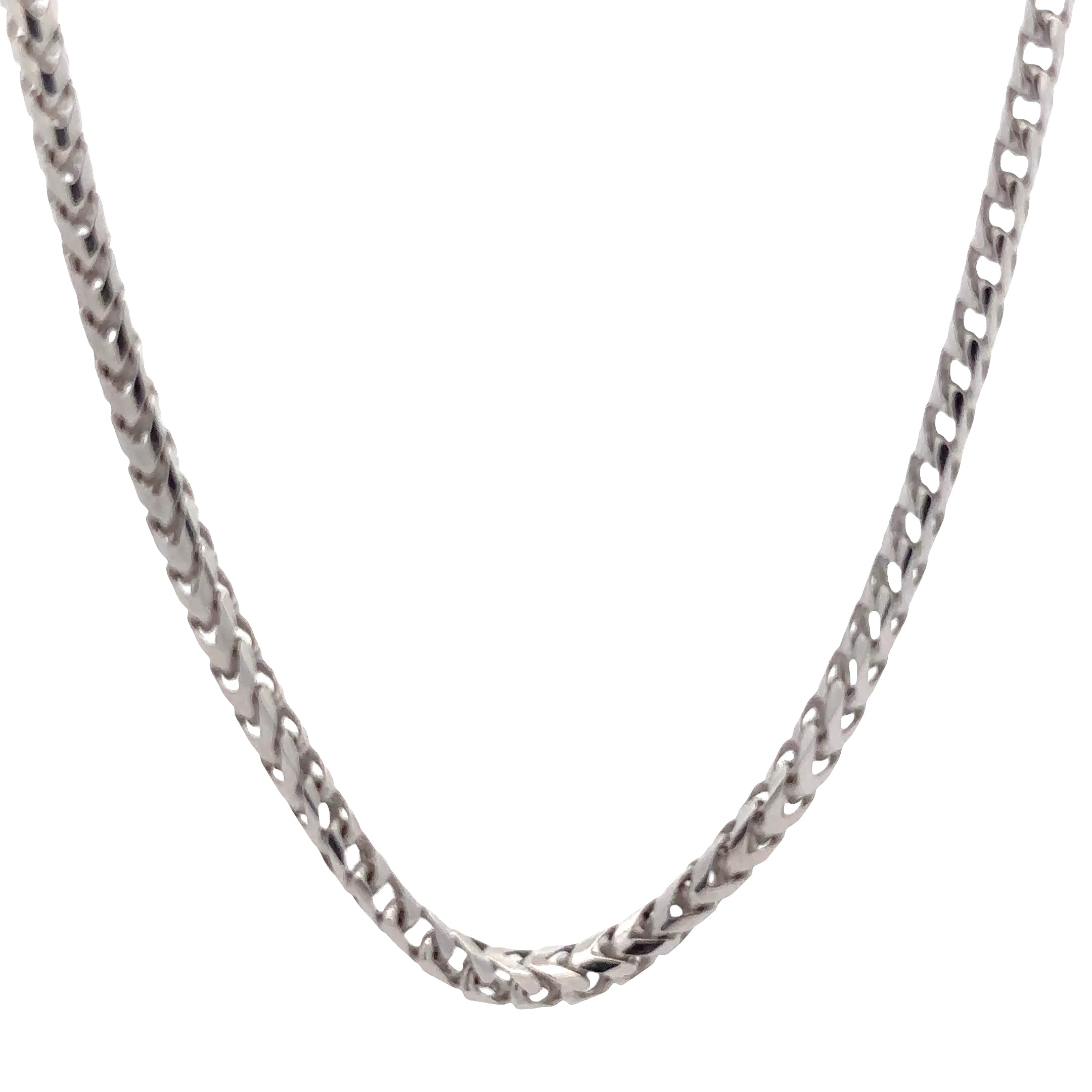 FRN300RH Italian Sterling Silver Rhodium 3MM Franco Chain