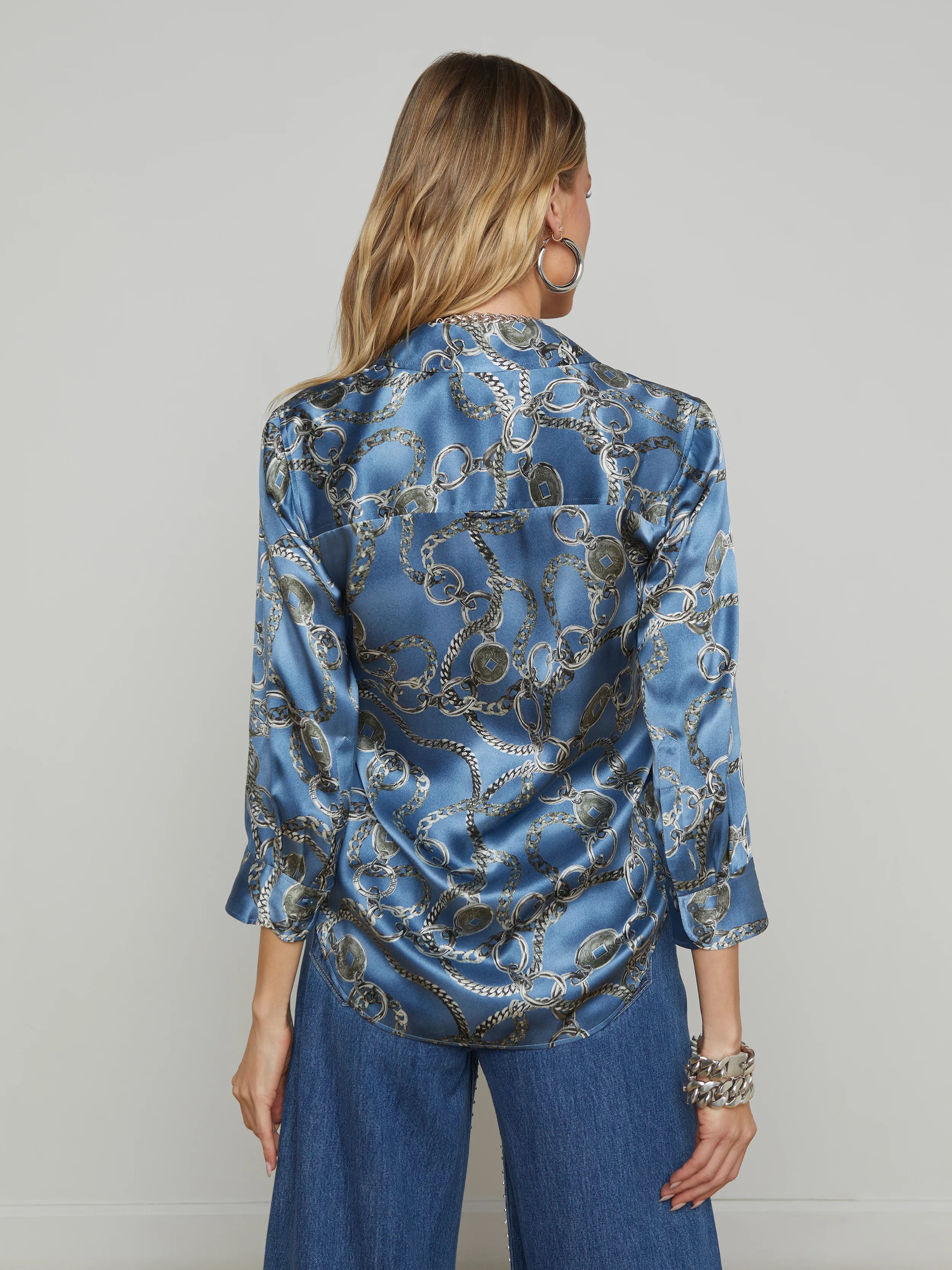 40126ABWbhsg L'AGENCE Dani 3/4 Sleeve Blouse