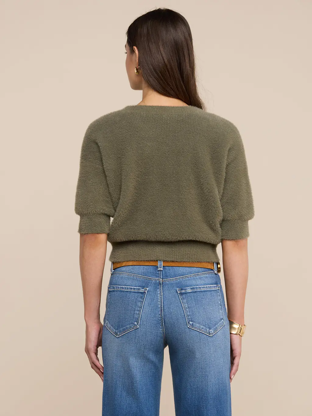 80115fuz3 L'AGENCE The Short sleeve Crew Sweater