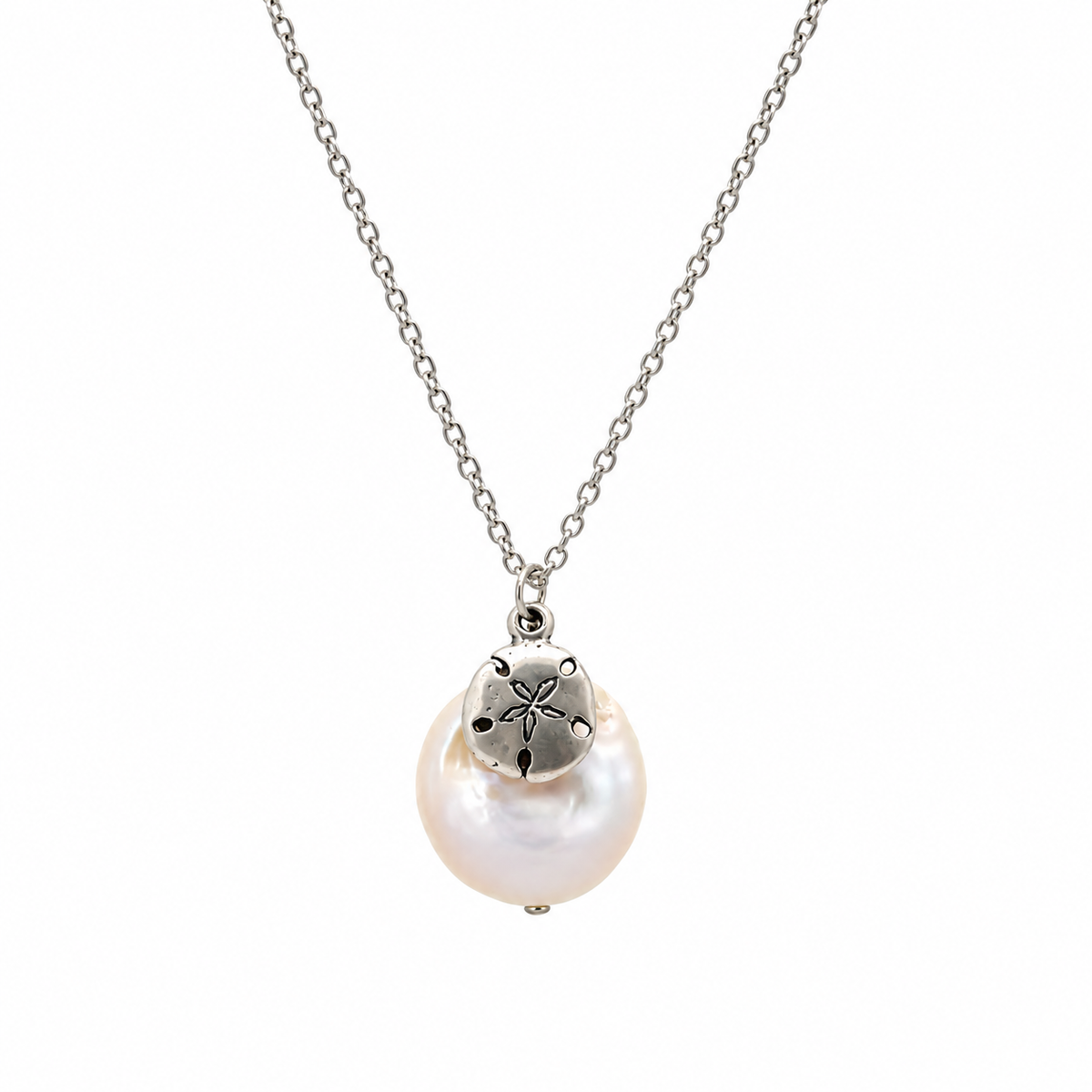 Team Quinn Sand Dollar & Freshwater Pearl Necklace