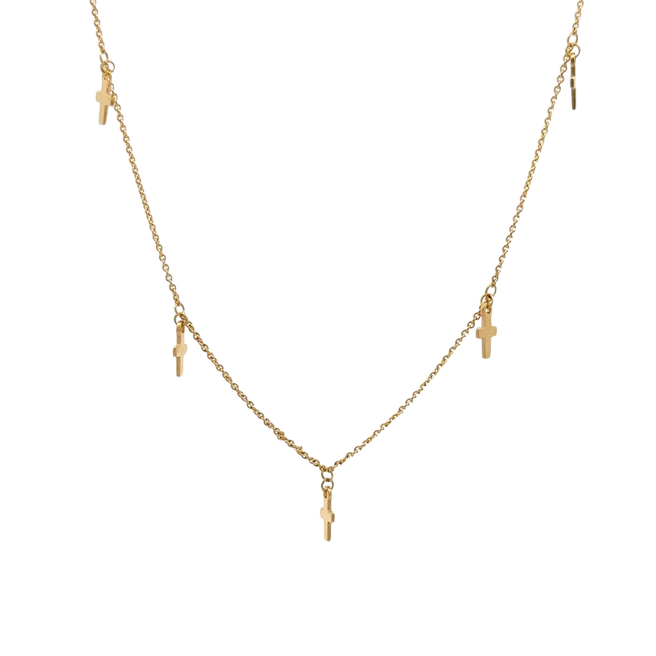 WD1308 14 Karat Gold Chain with Five Crosses