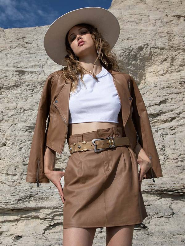 2211R11300 AS by DF Faye Cropped Leather Jacket