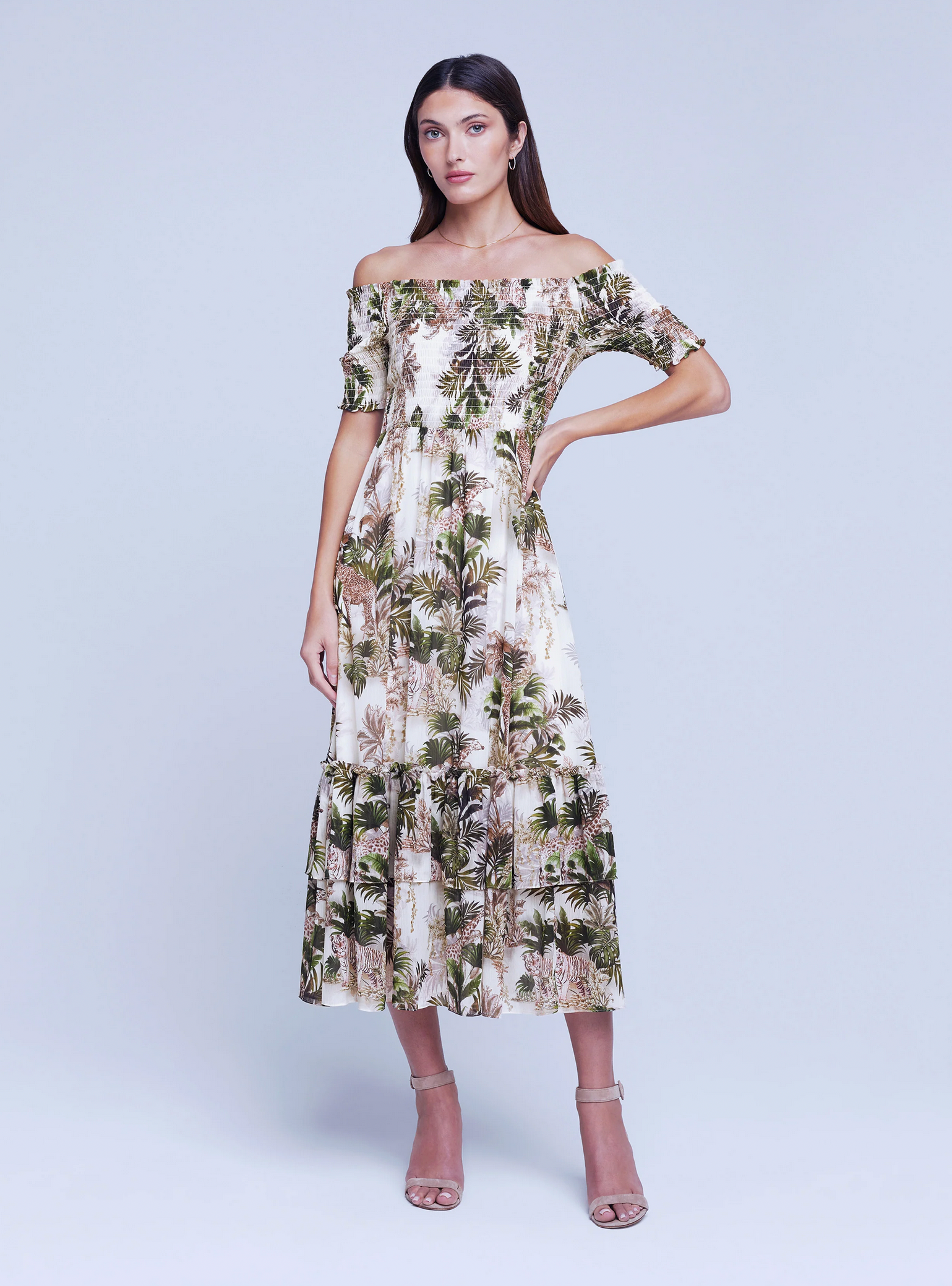 61214SGBvs L'Agence Oriel Off Shoulder Dress