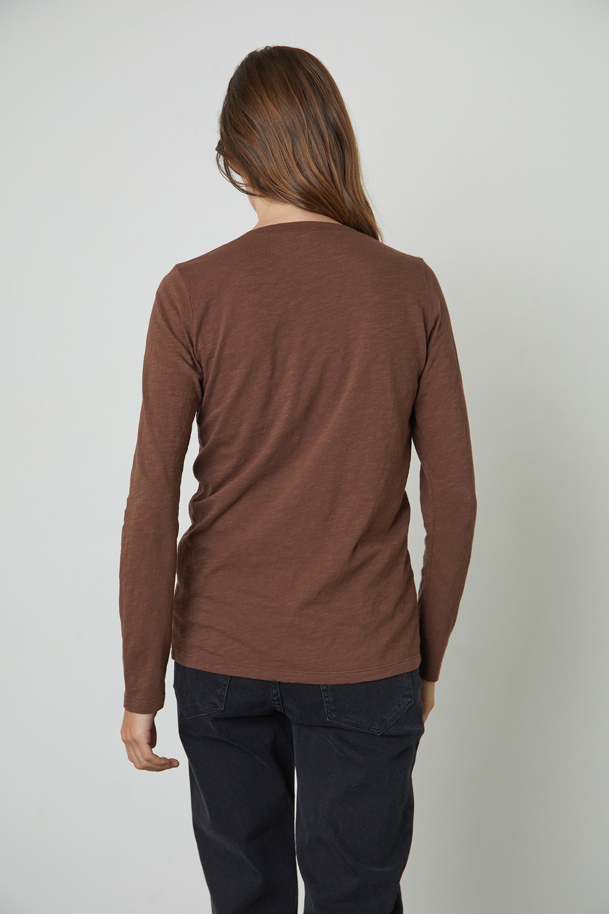 Blaire03N velvet Long Sleeve v-neck Tee