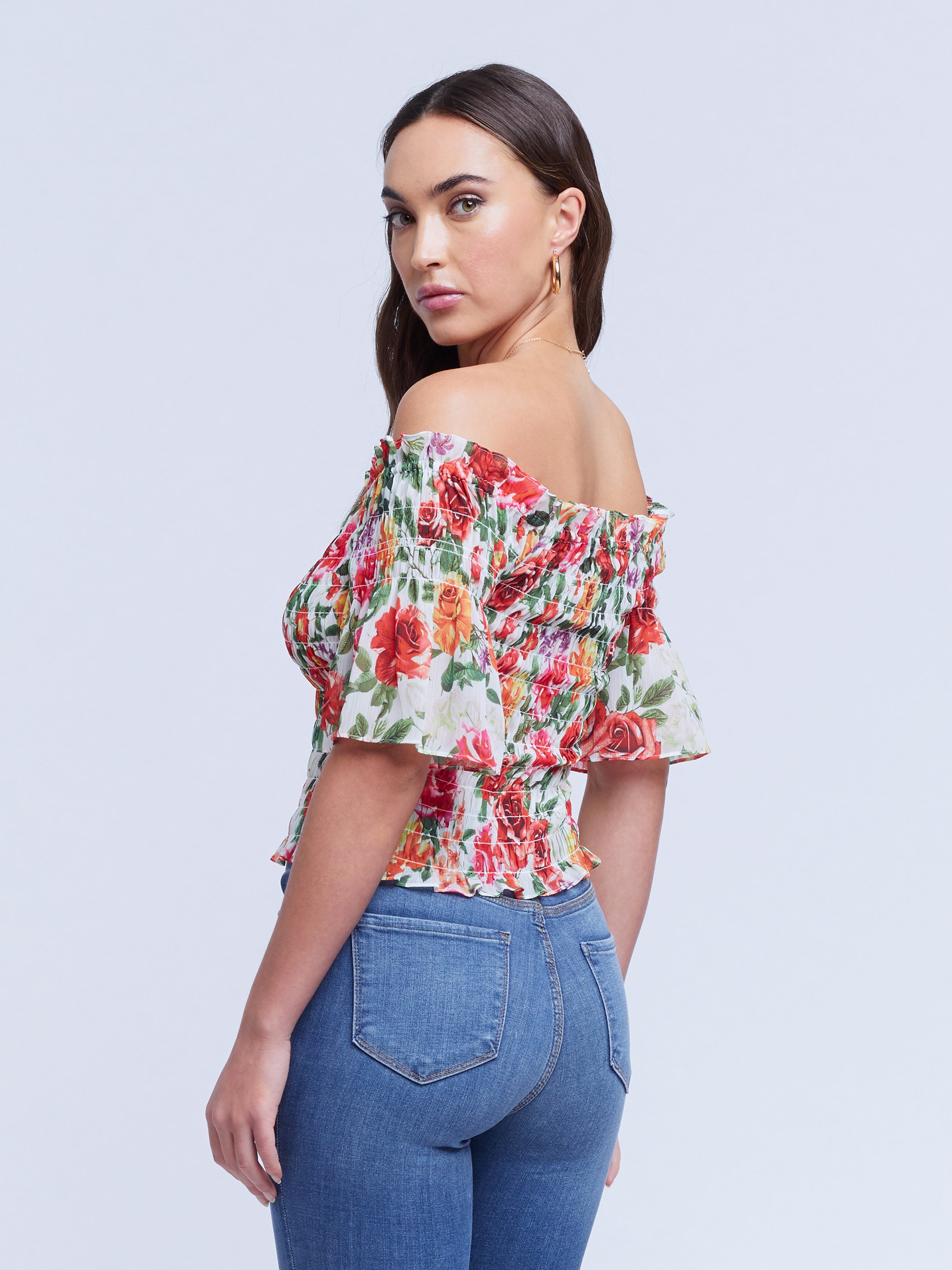 40369LDiGF L'AGENCE Bexley off shoulder Blouse