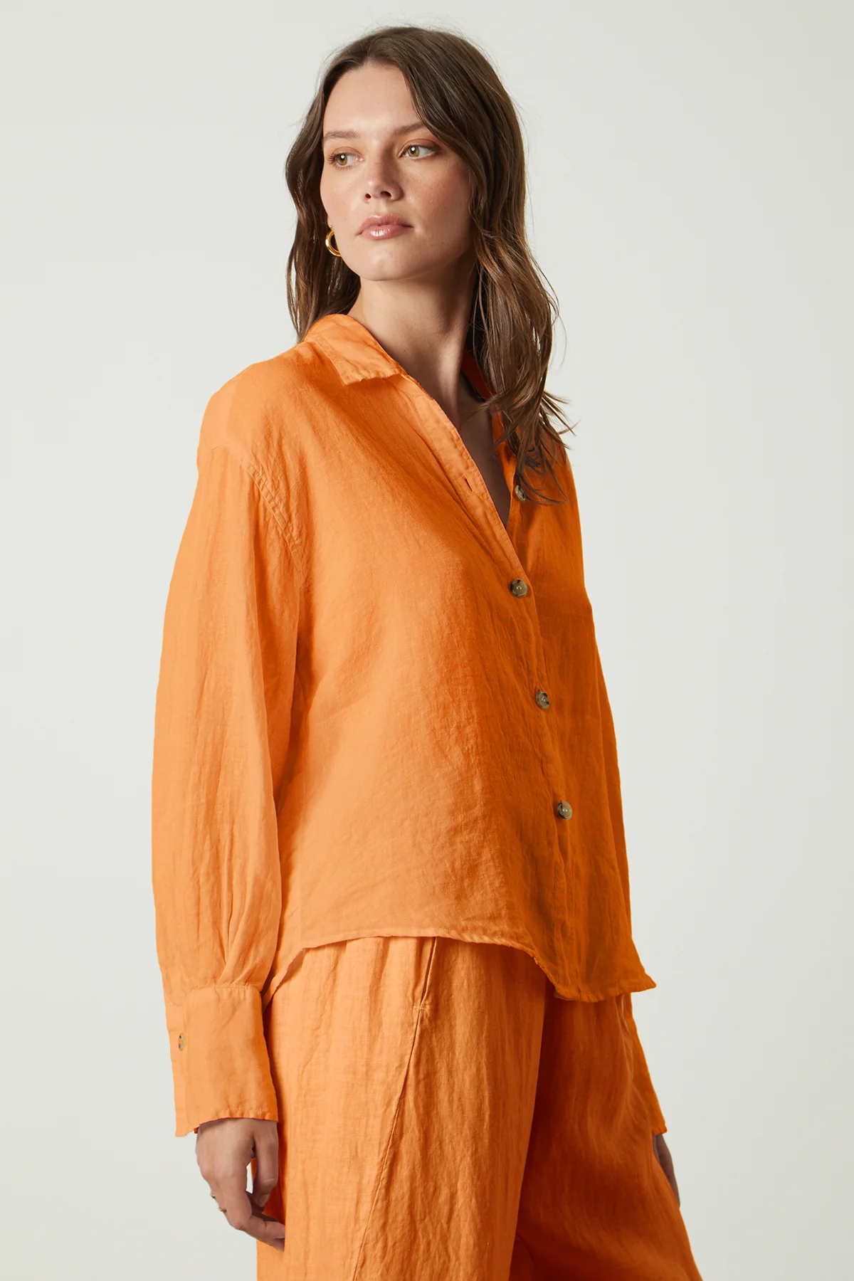 Eden06h Velvet Linen Button-Up Shirt