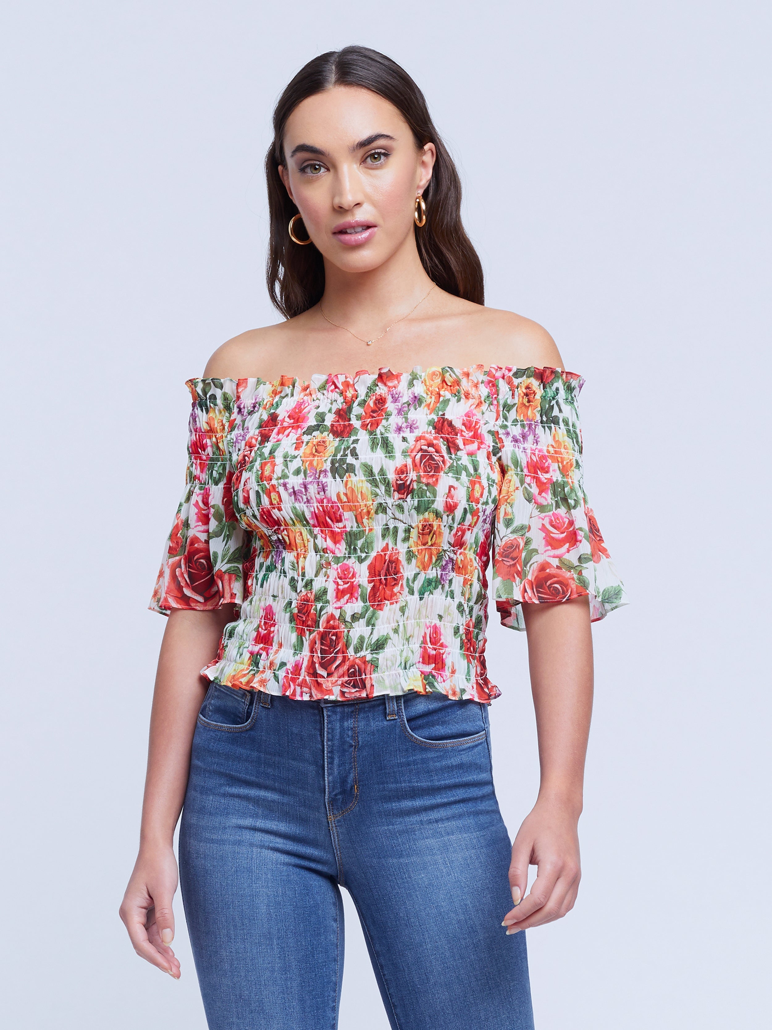 40369LDiGF L'AGENCE Bexley off shoulder Blouse
