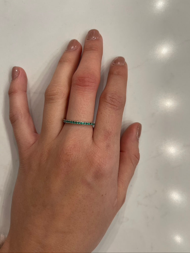 AD121E - Emerald Shared Prong Eternity Band