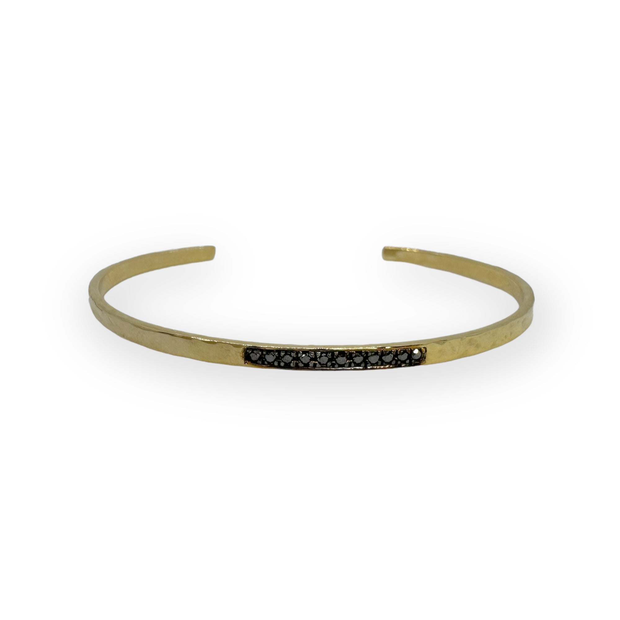 WD1079 14kt gold, pave black diamond open cuff bracelet
