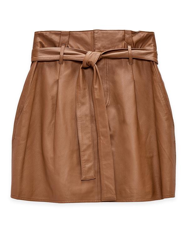 2211R25500 AS by DF Faye Cropped Leather Skirt