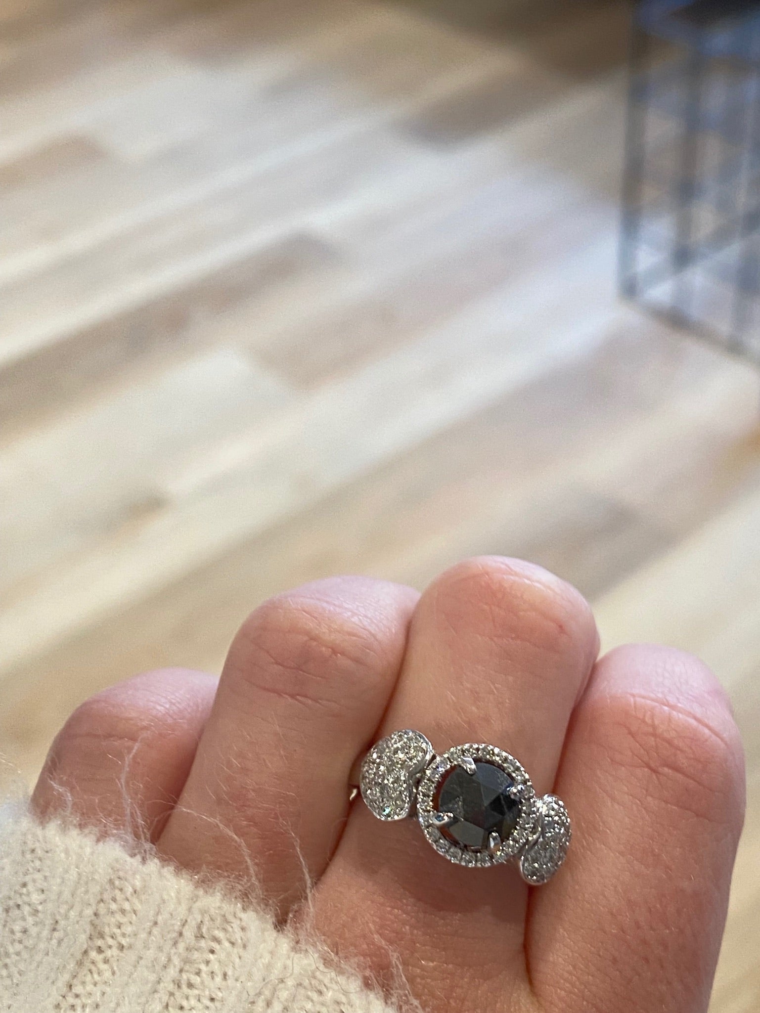 351664-93 14kt Rose cut black diamond Ring