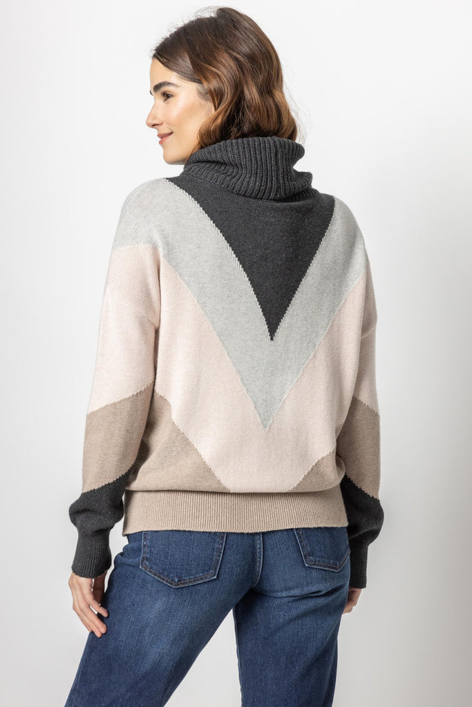 pa2005-ccc Lilla P Colorblock Turtleneck Sweater