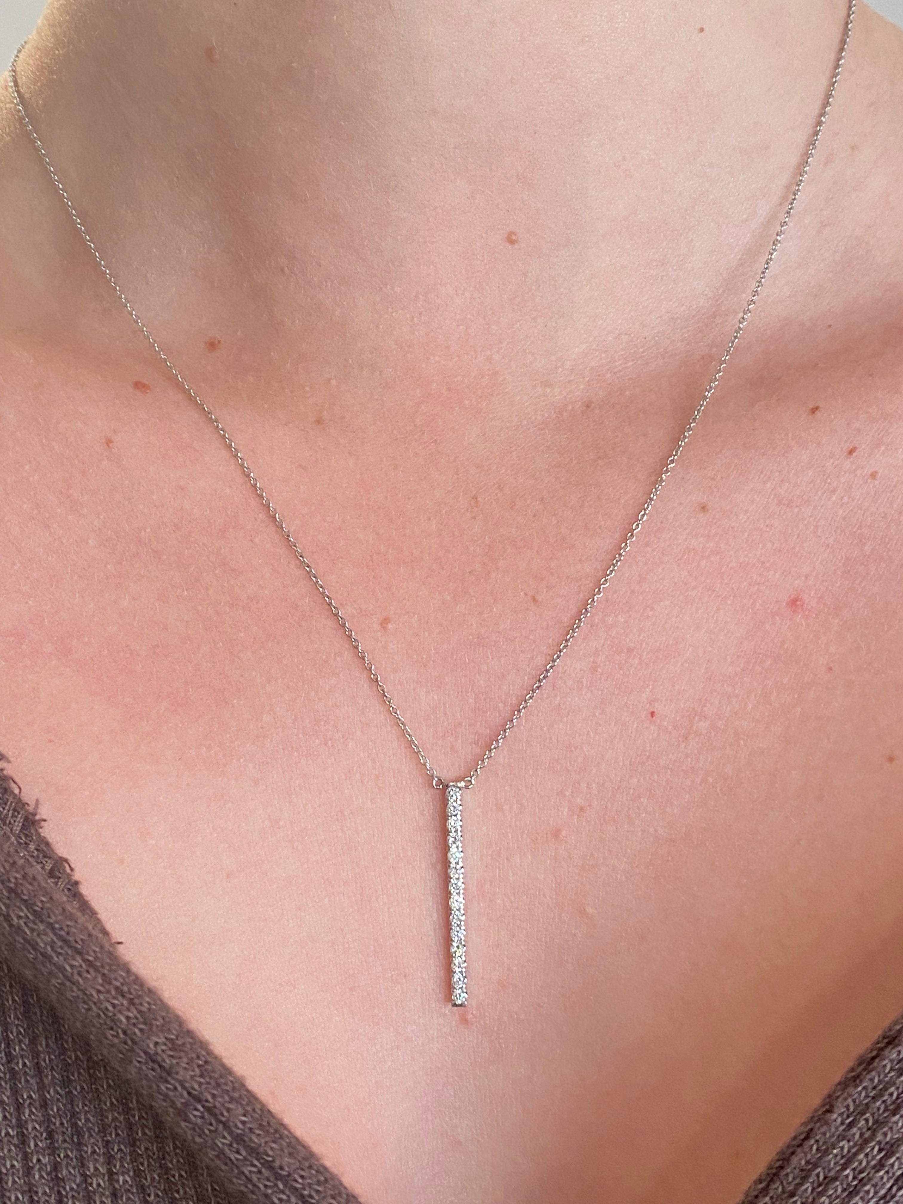WD467 14kt gold .25ct prong set stick necklace