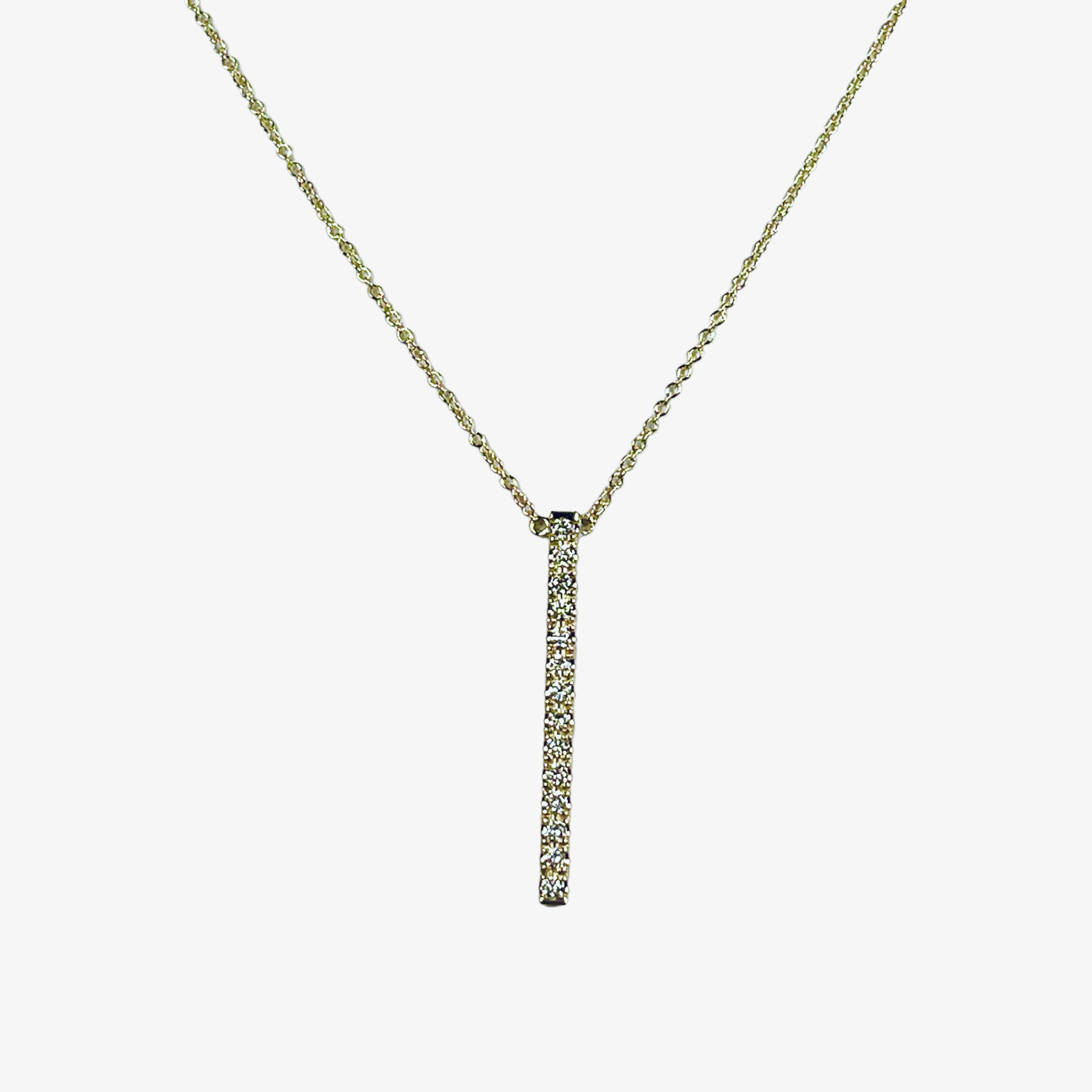 WD467 14kt gold .25ct prong set stick necklace