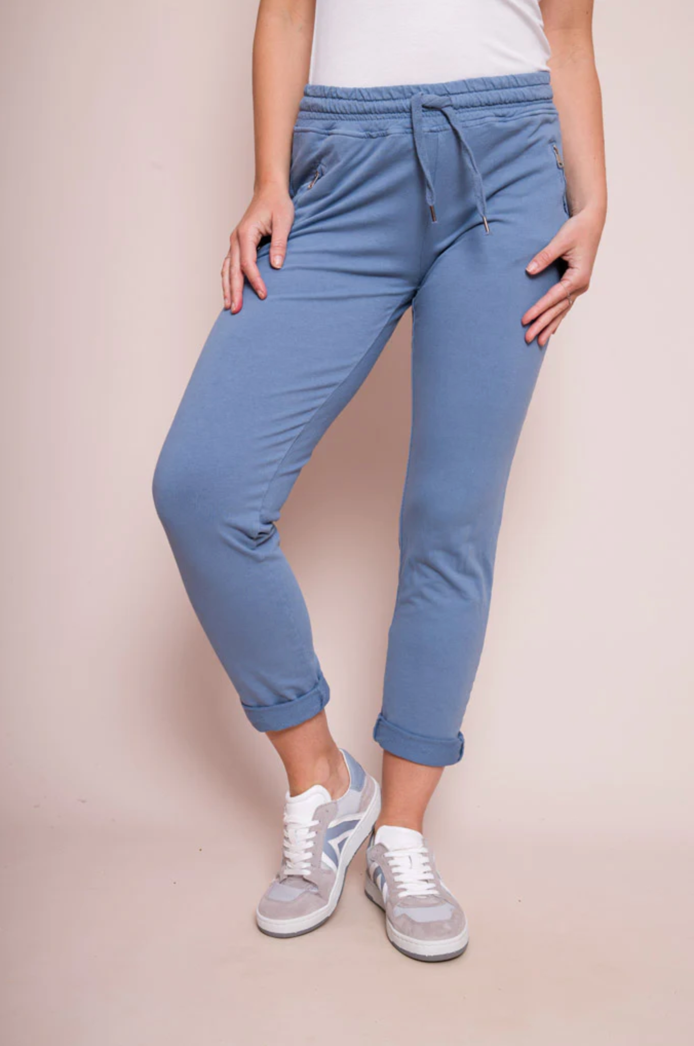 Blue drawstring joggers deals