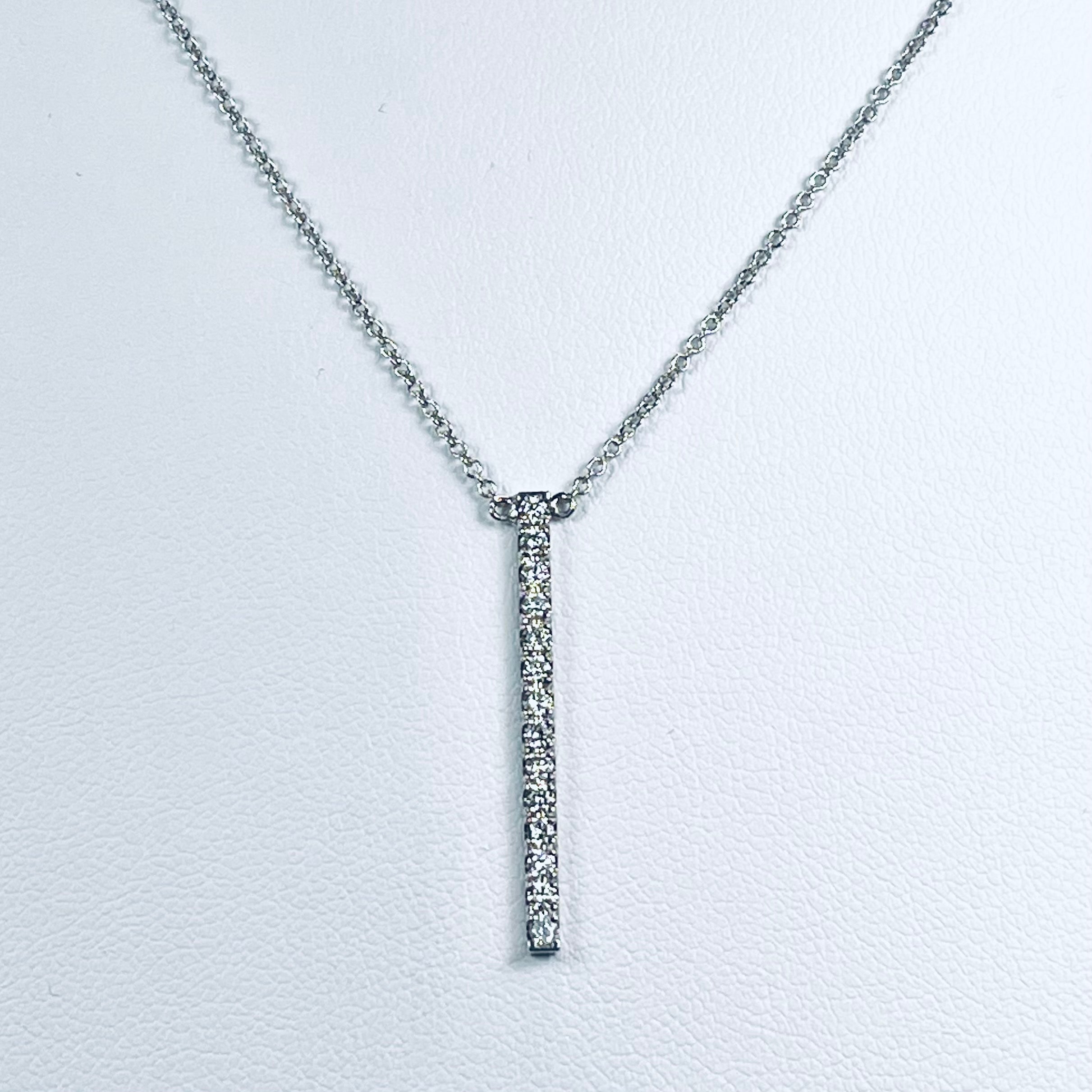 WD467 14kt gold .25ct prong set stick necklace