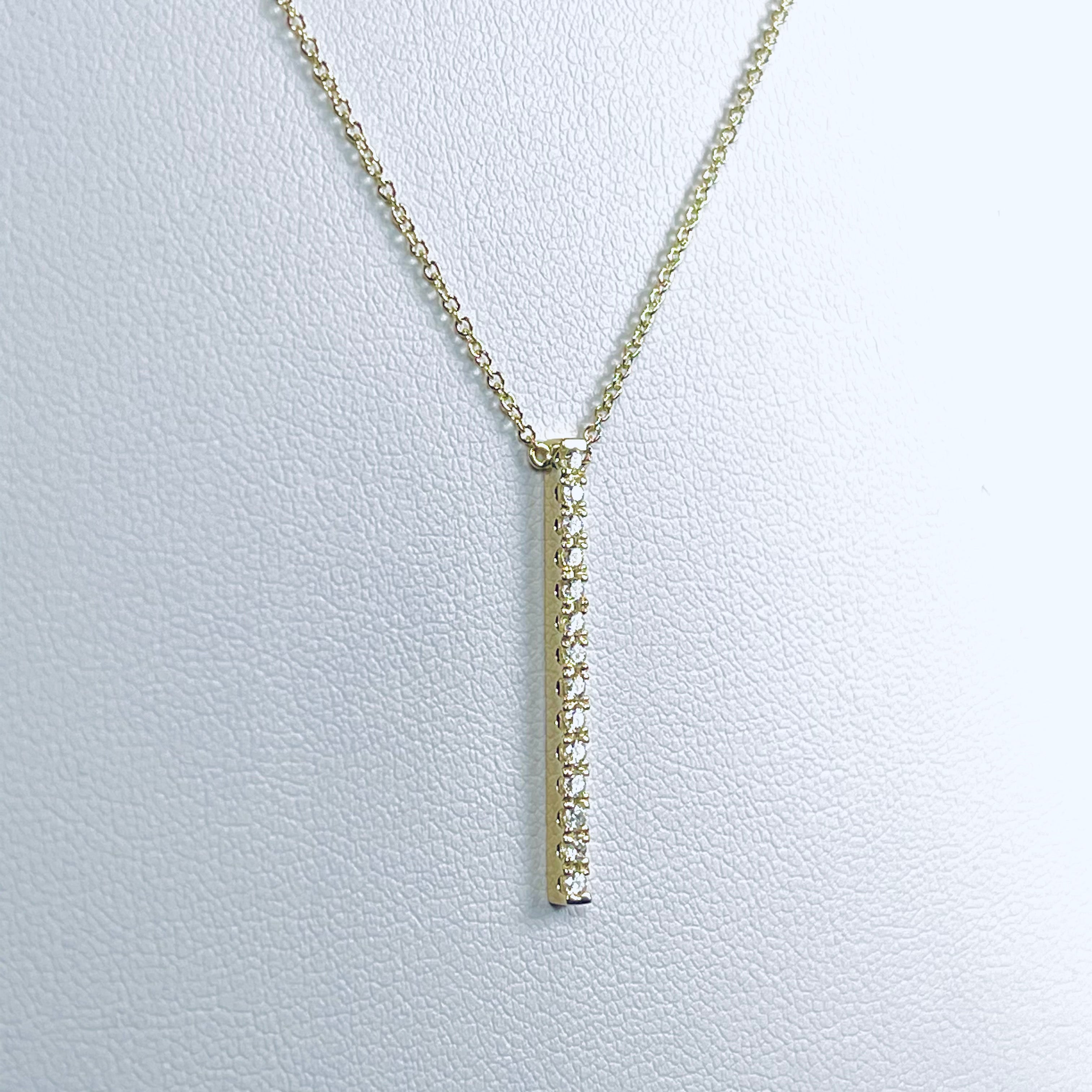 WD467 14kt gold .25ct prong set stick necklace