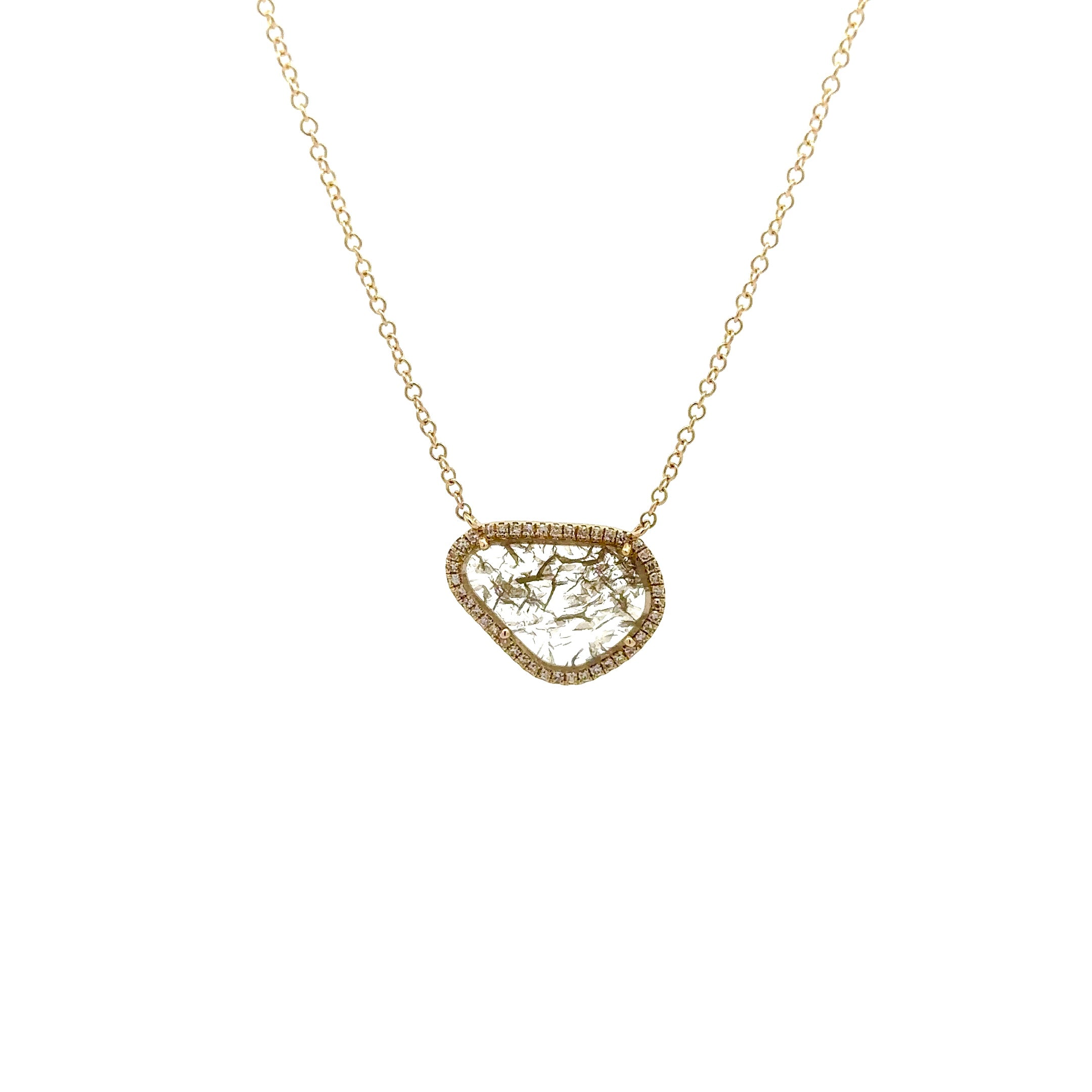WD1222 14kt Yellow Gold Sliced Diamond necklace