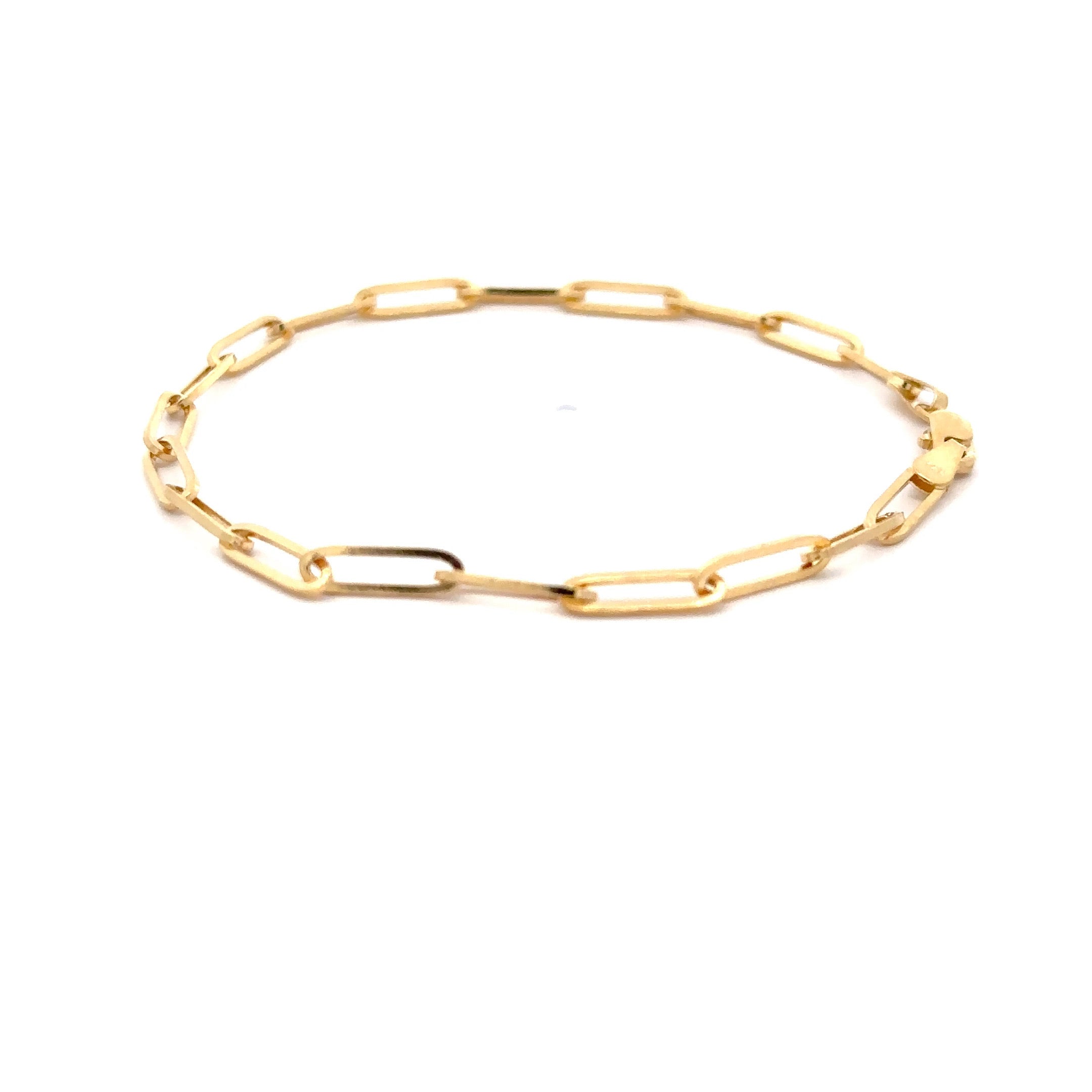 WD1183 14kt Gold Paper Clip Link Bracelet