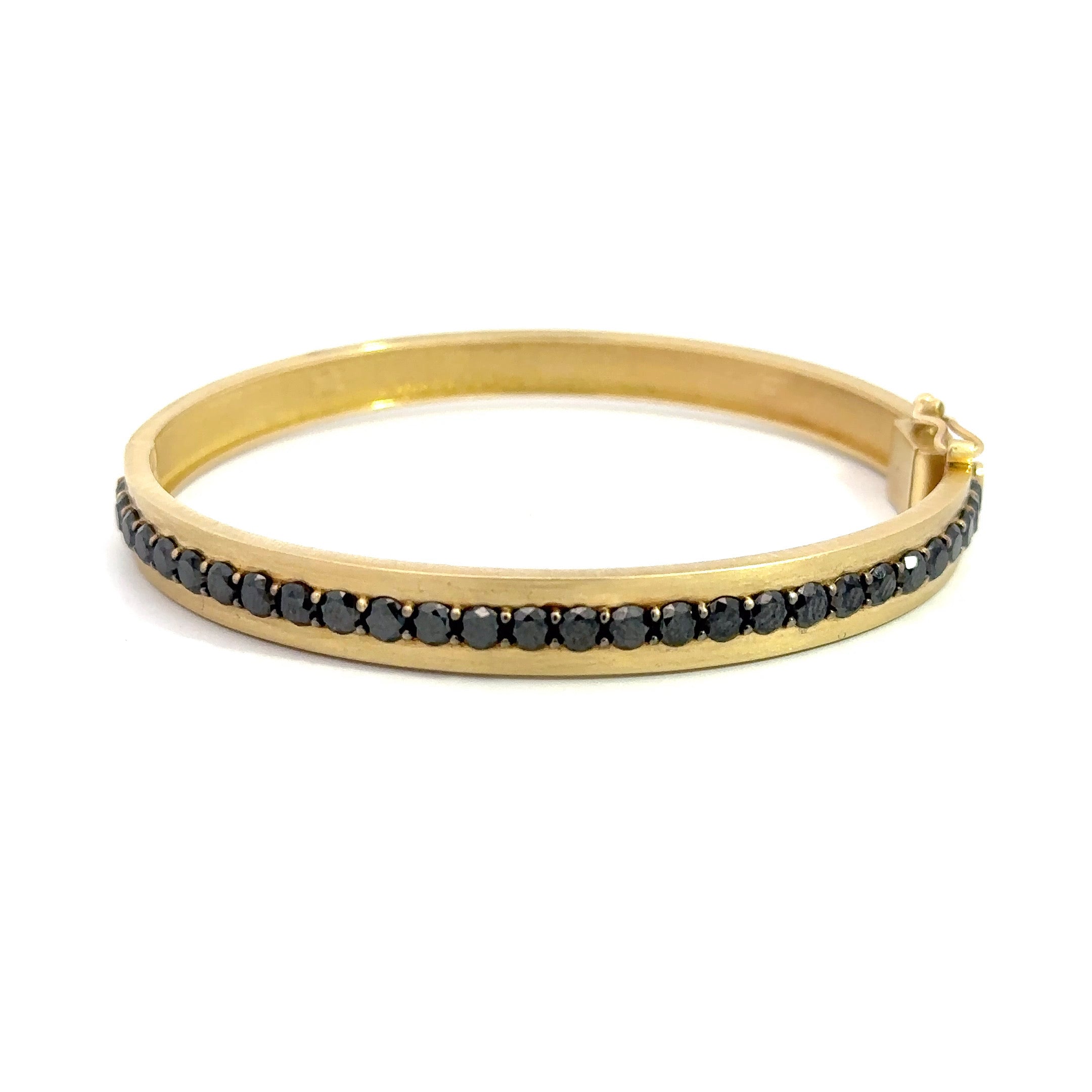 WD1063 14kt Gold Pave Black Diamond Open Cuff Bracelet