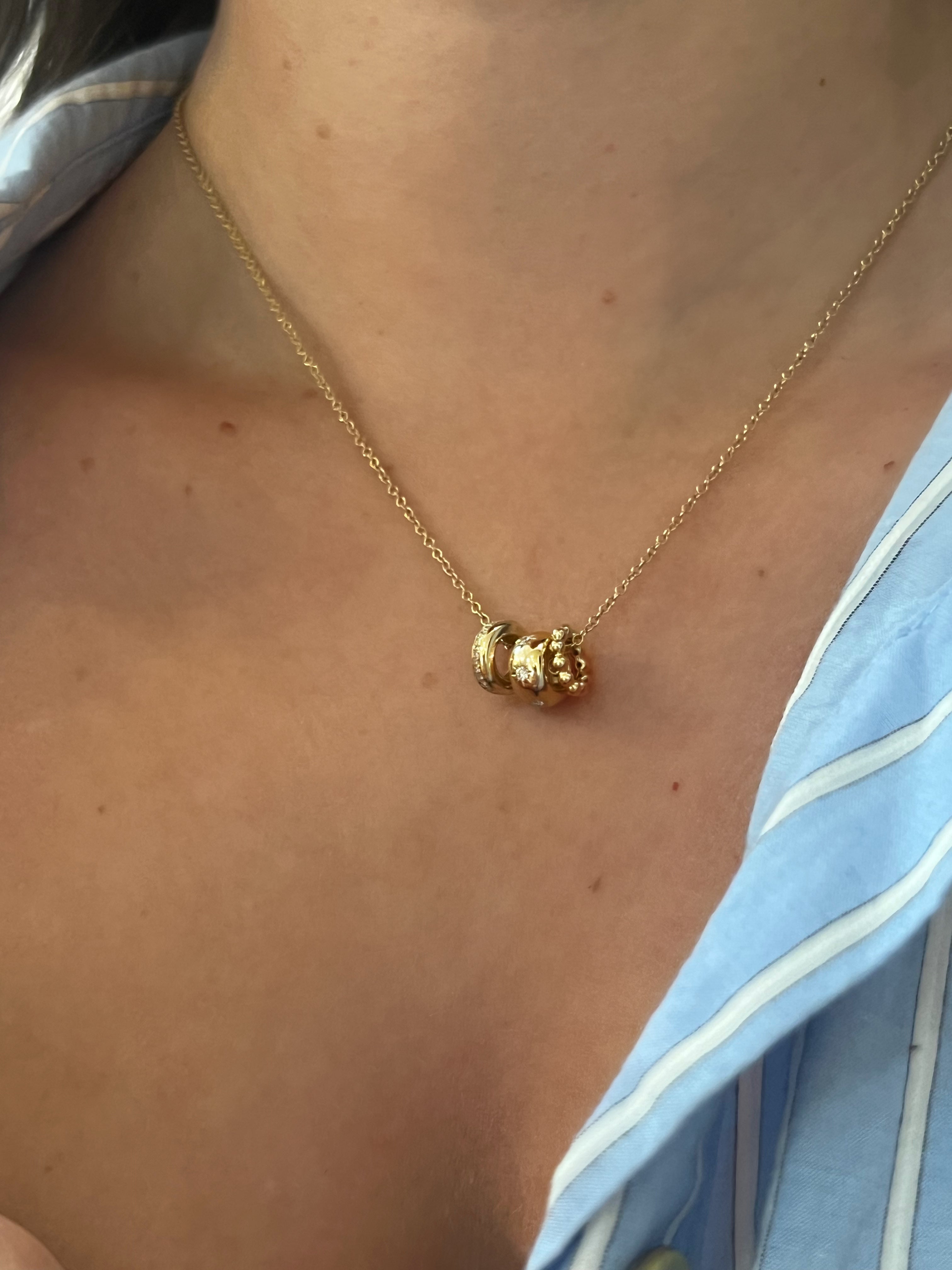 WD 1838 14kt gold 3 charm necklace