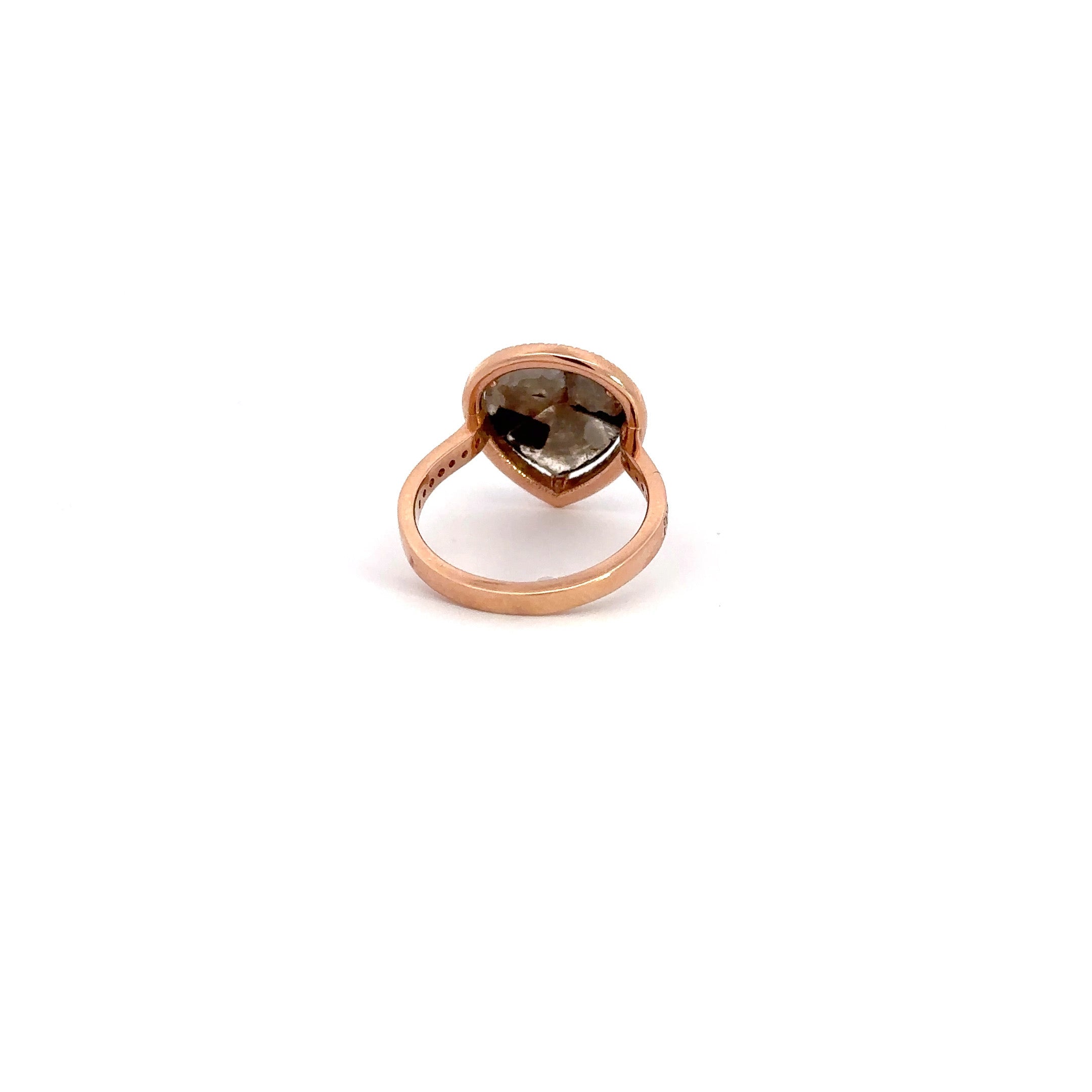 WD1118 14kt Pear shape, Rose Cut, Raw Diamond Ring