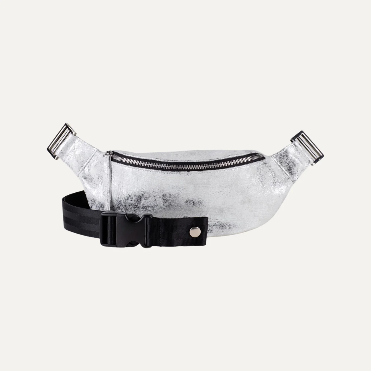 WHT/SLV/MET/FP Fanny Pack + Crossbody Bag | White Silver Metallic + Silver Hardware