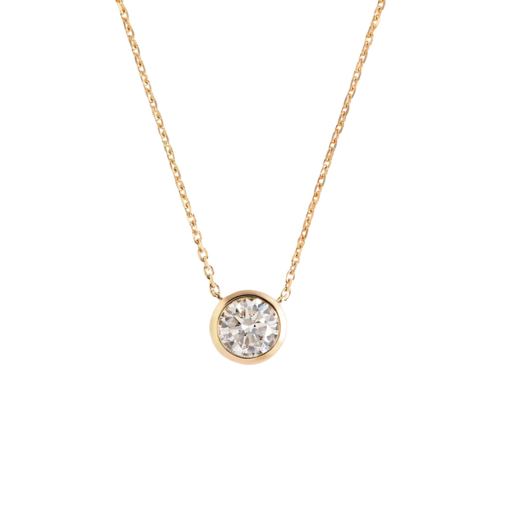 WD1955 14K Gold Lab-Grown Diamond Bezel Necklace