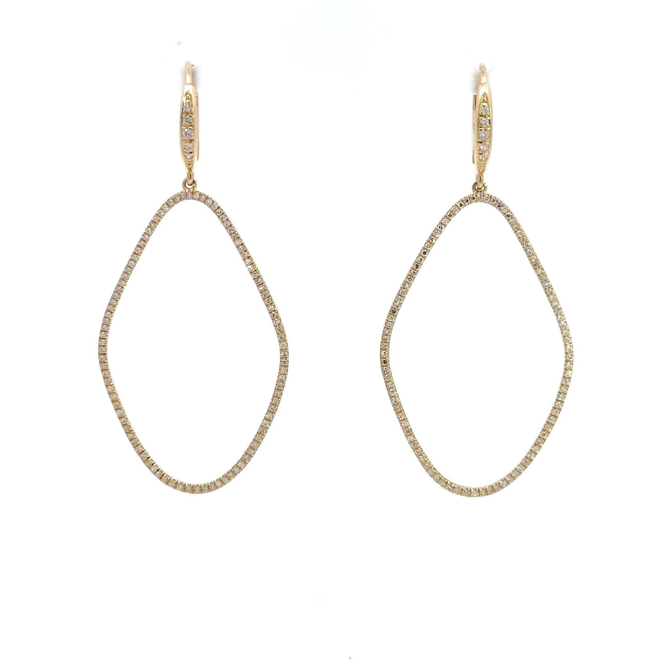 WD1115 14kt diamond shared prong marq shaped drop Earring