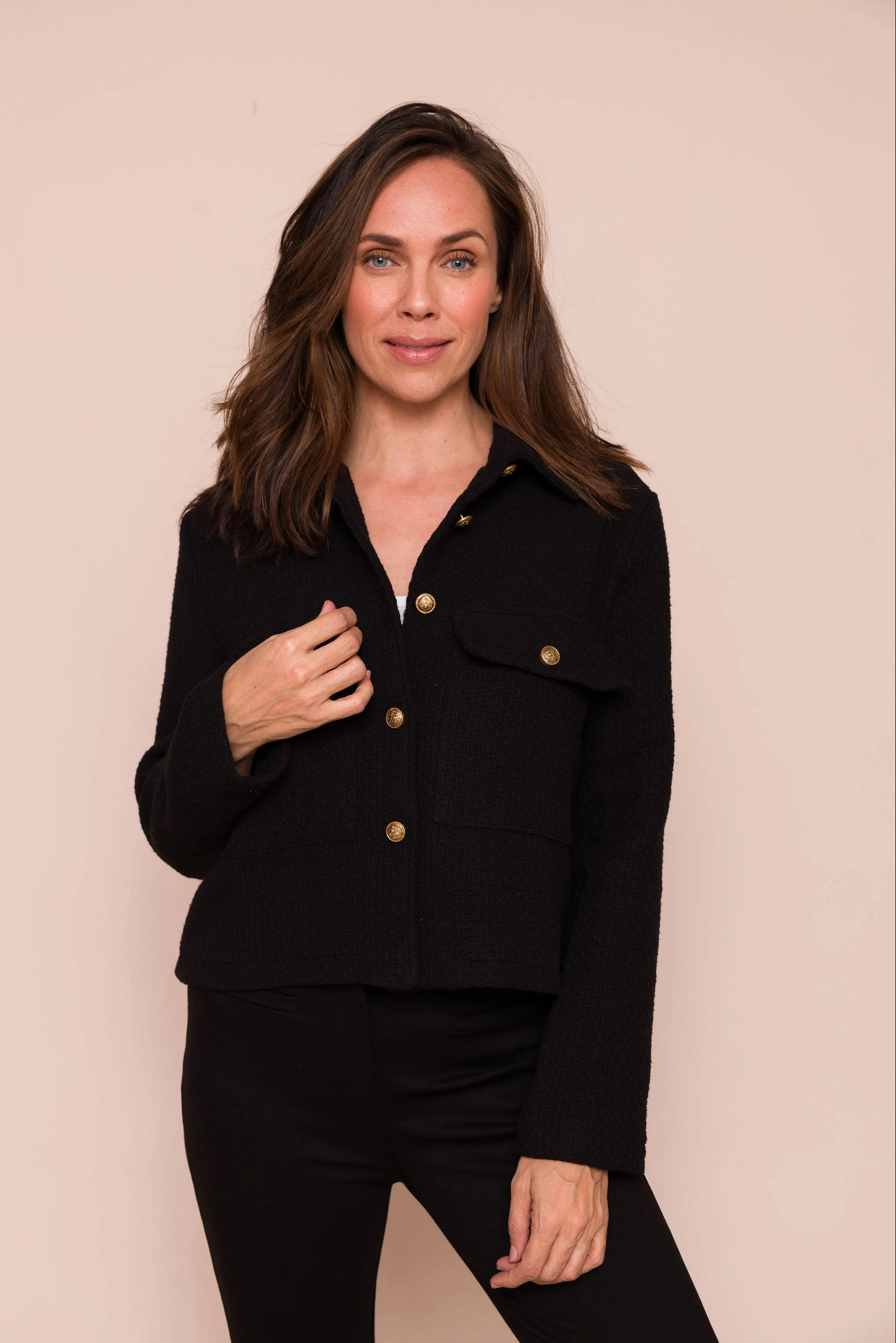 Georgette Suzy D Short Jacket With Gold Buttons
