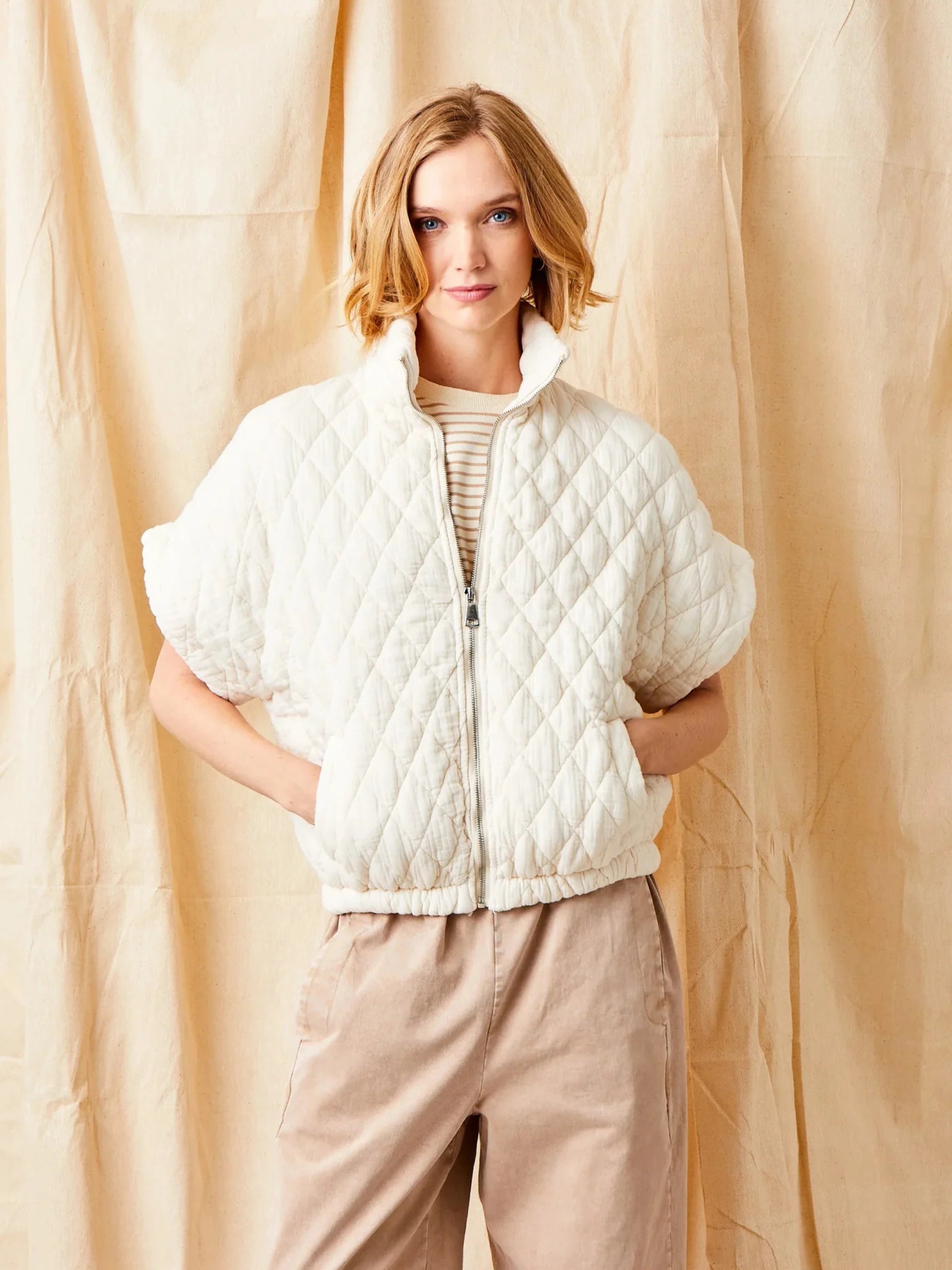 04087bm Suzy D Charlston Quilted Short Sleeve  Jacket