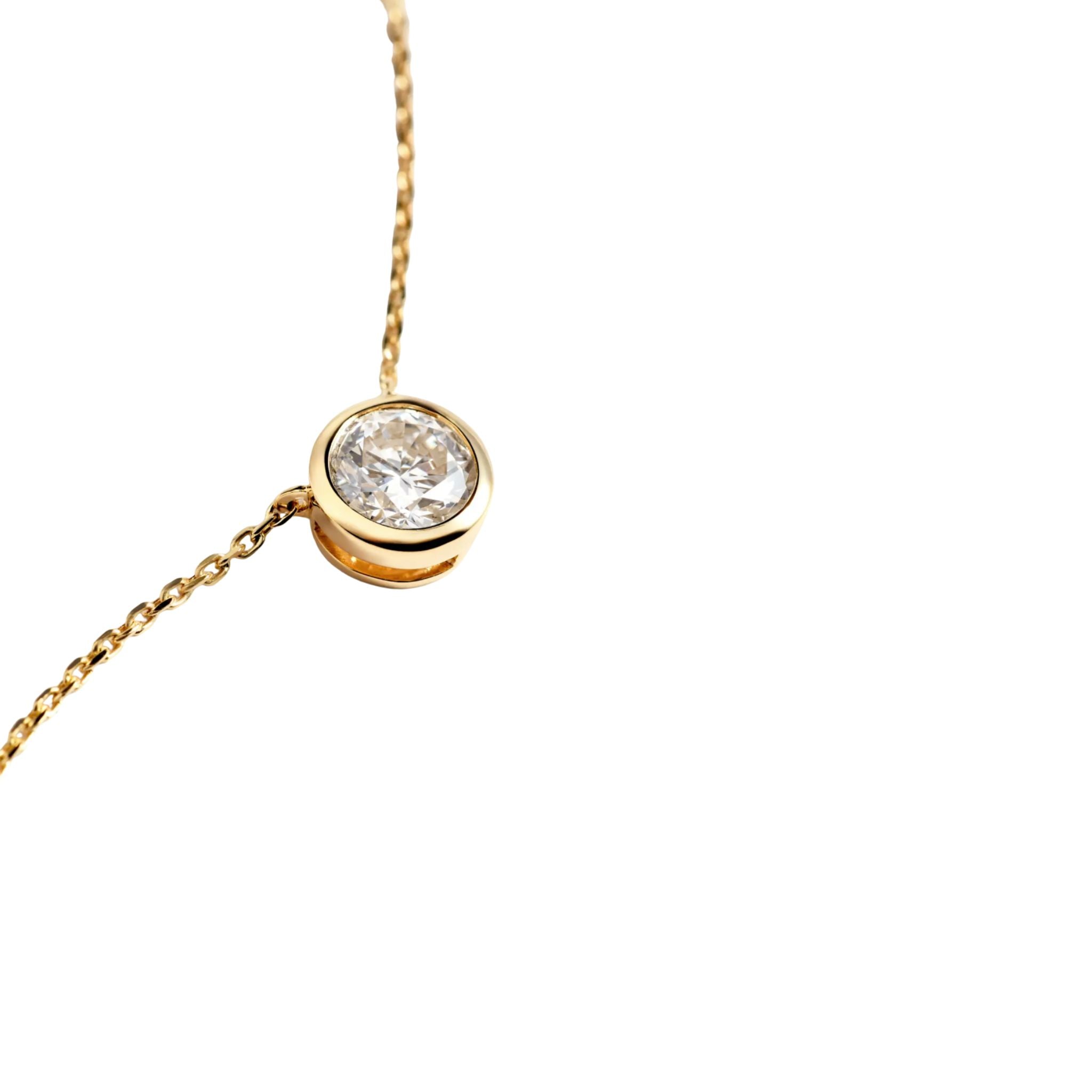 WD1955 14K Gold Lab-Grown Diamond Bezel Necklace