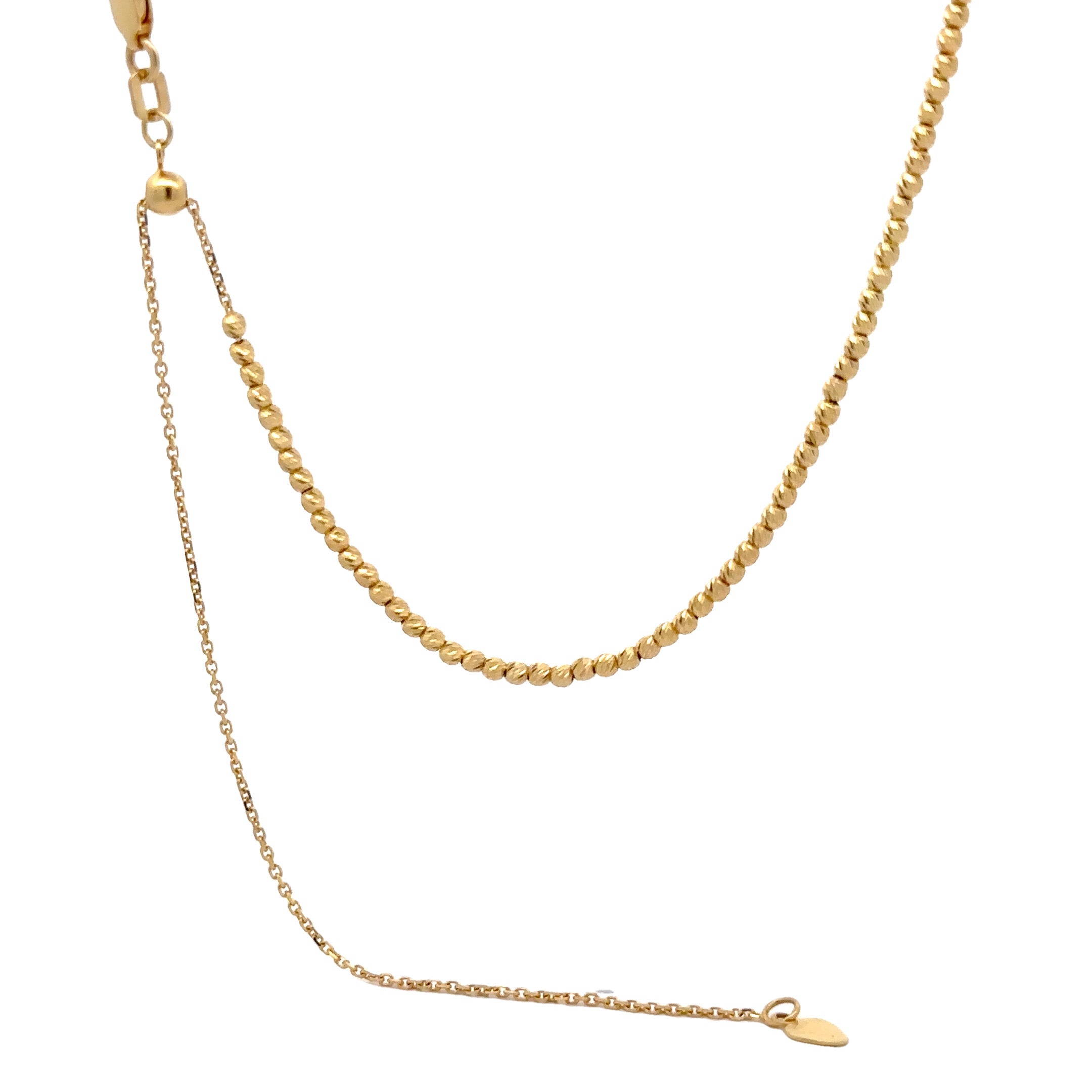 WD1265 14kt Gold adjustable faceted bead ball chain