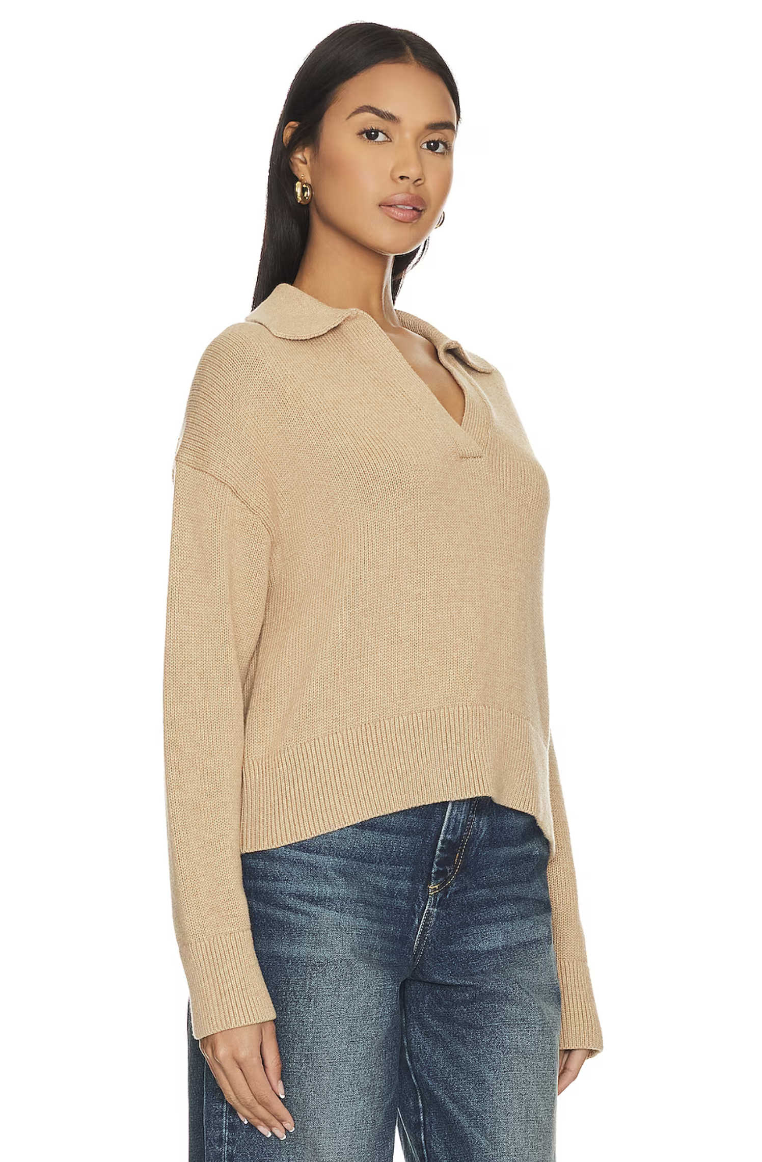 LUCIE05c Velvet Polo Sweater