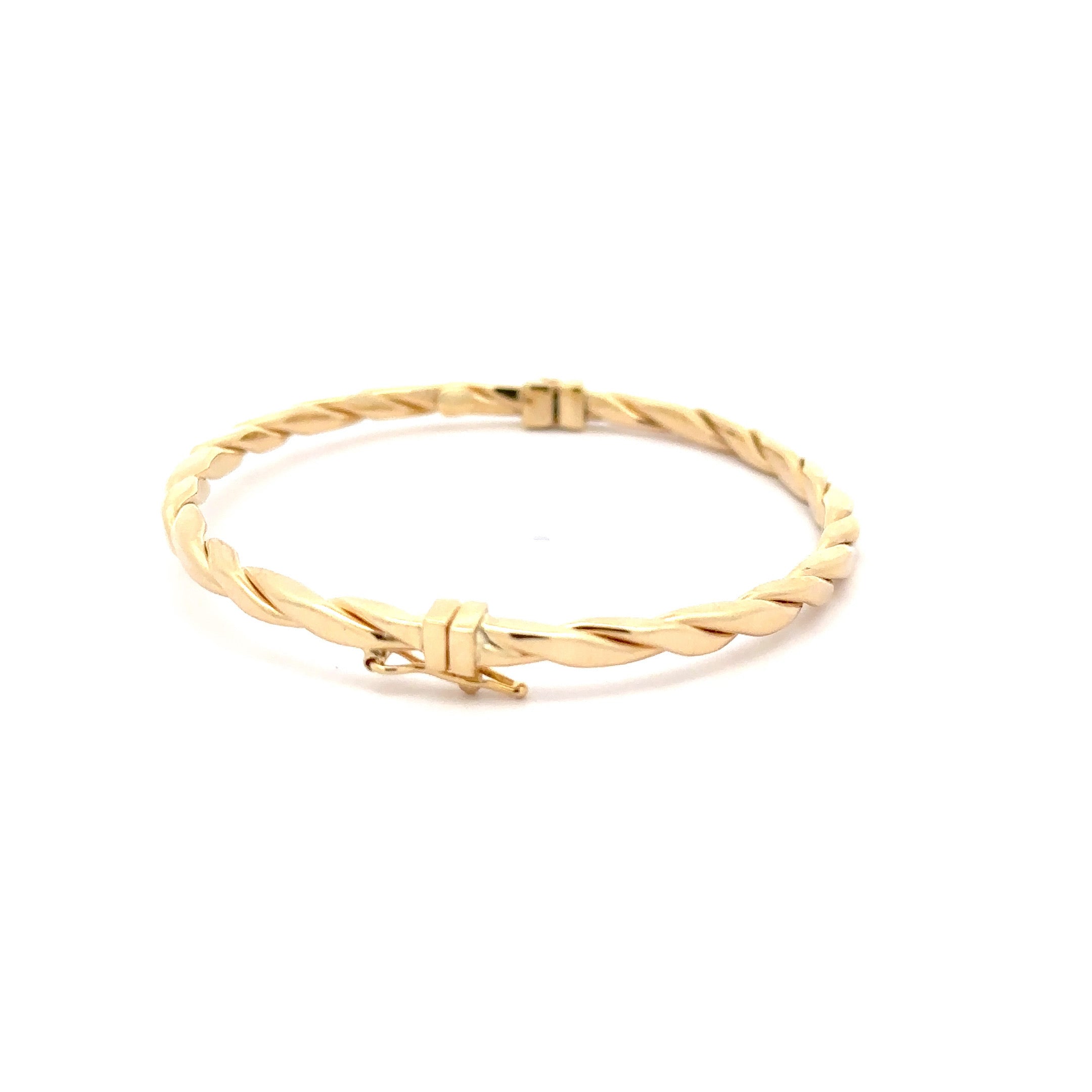 WD1179 14kt Gold Twist Rope Style Open Bangle