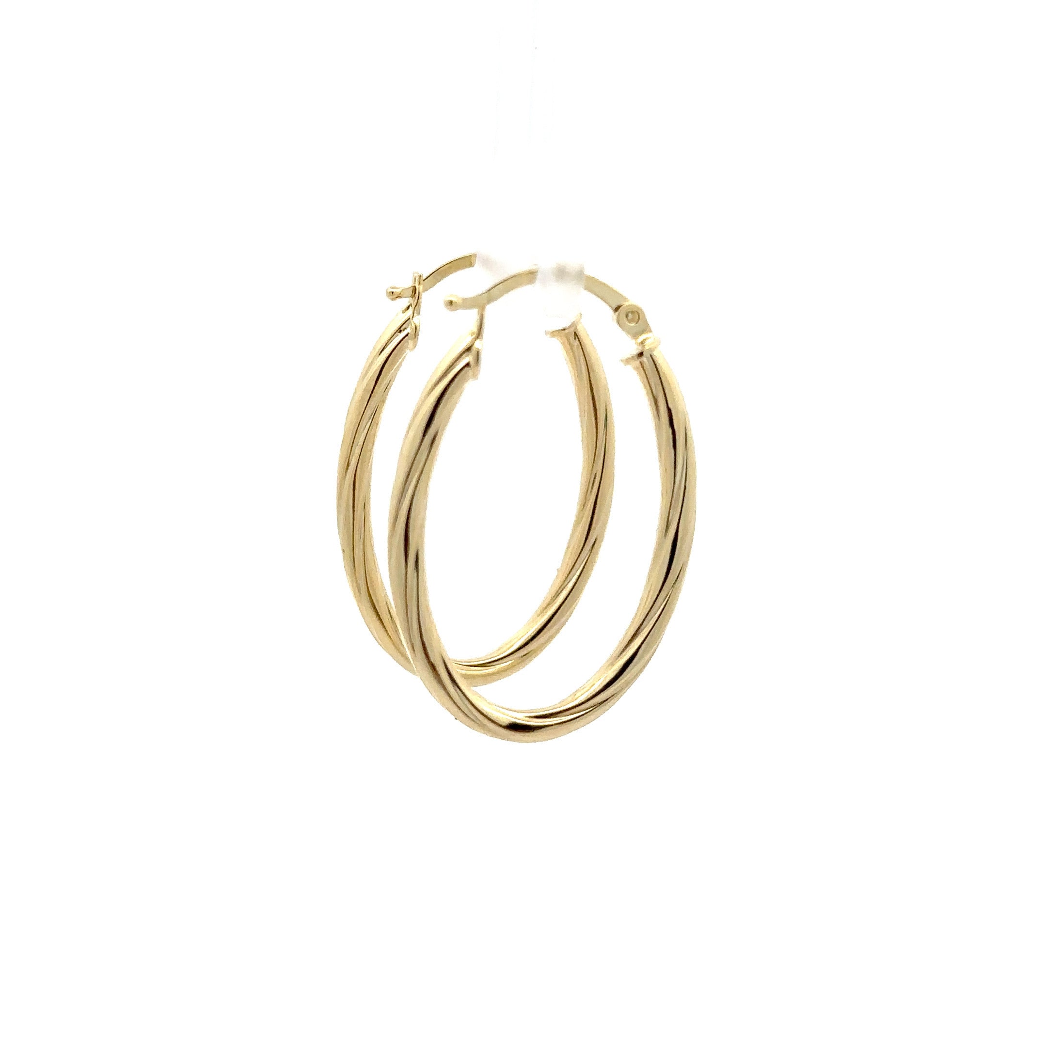 WD1166 14kt Gold Twist Style Oval Hoop 3/4"