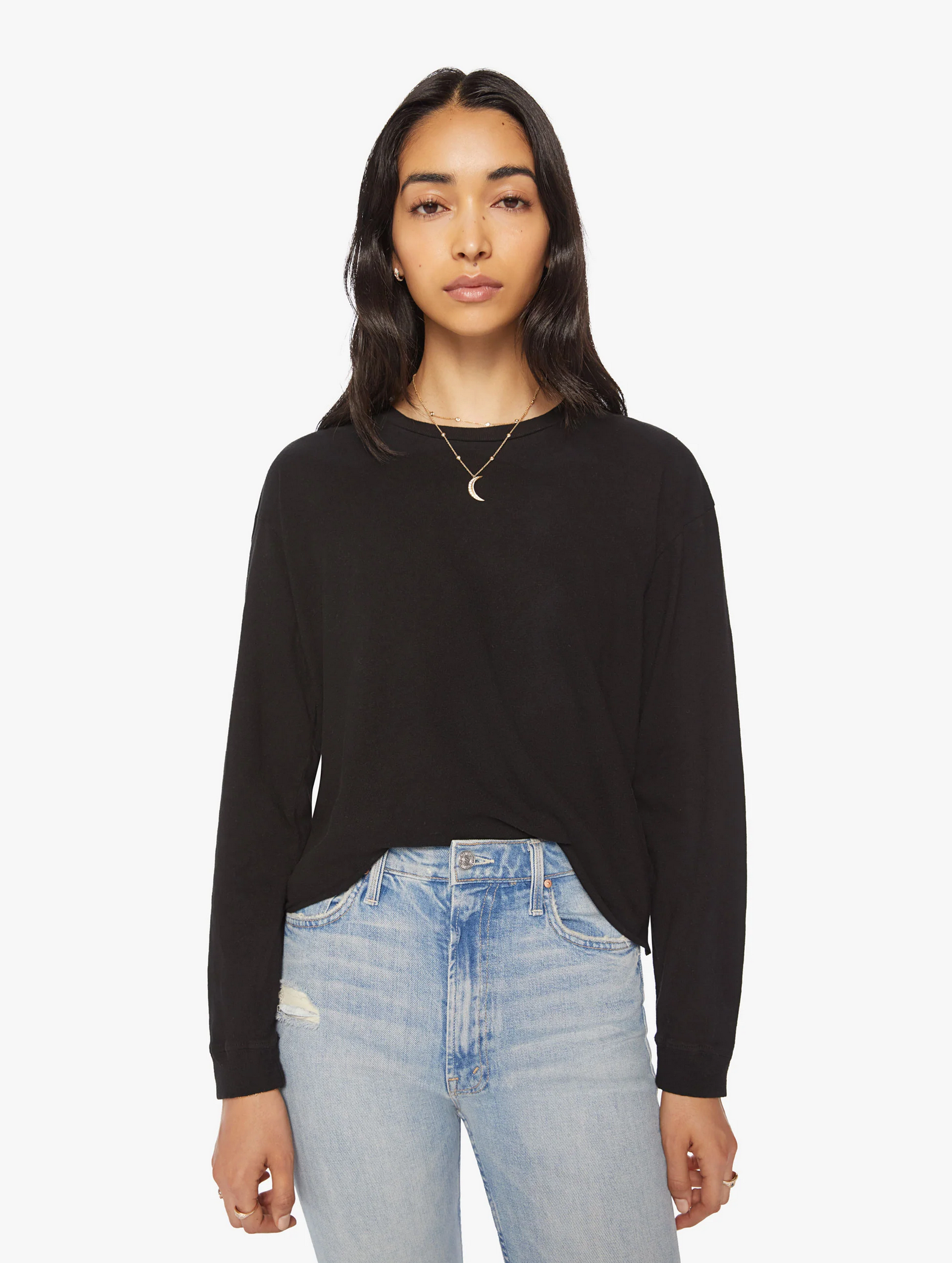 8125-1079blk The L/S Slouchy Cut Off