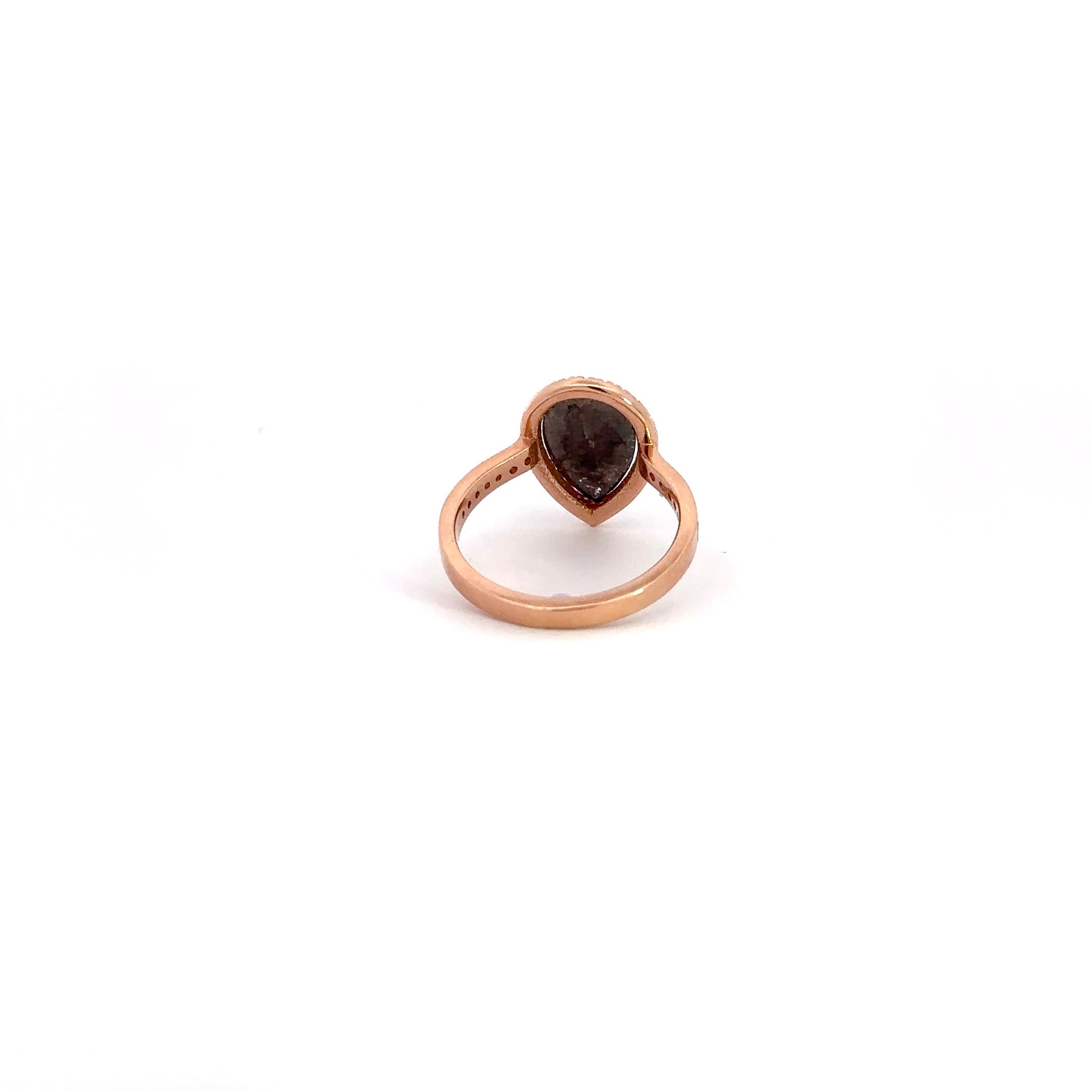 WD1126 14kt Pear shape, Rose Cut, Raw Diamond Ring