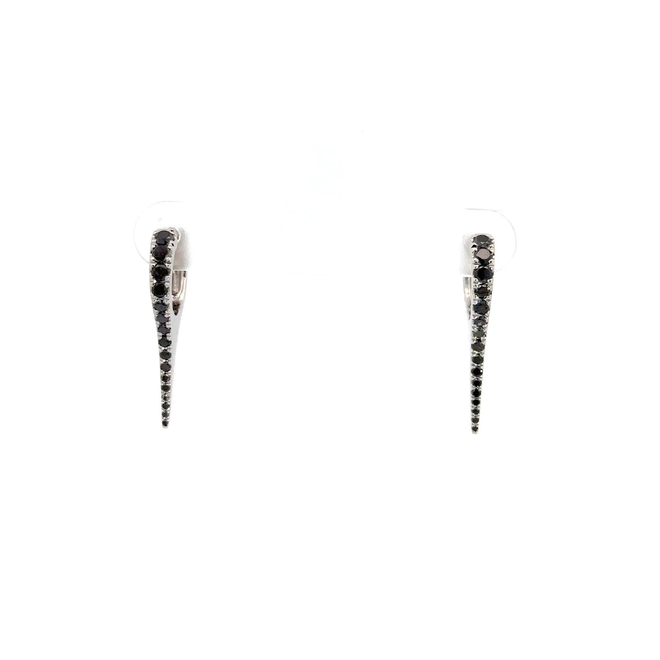 WD1195 14kt Single Row Black Diamond Needle Spike Earrings