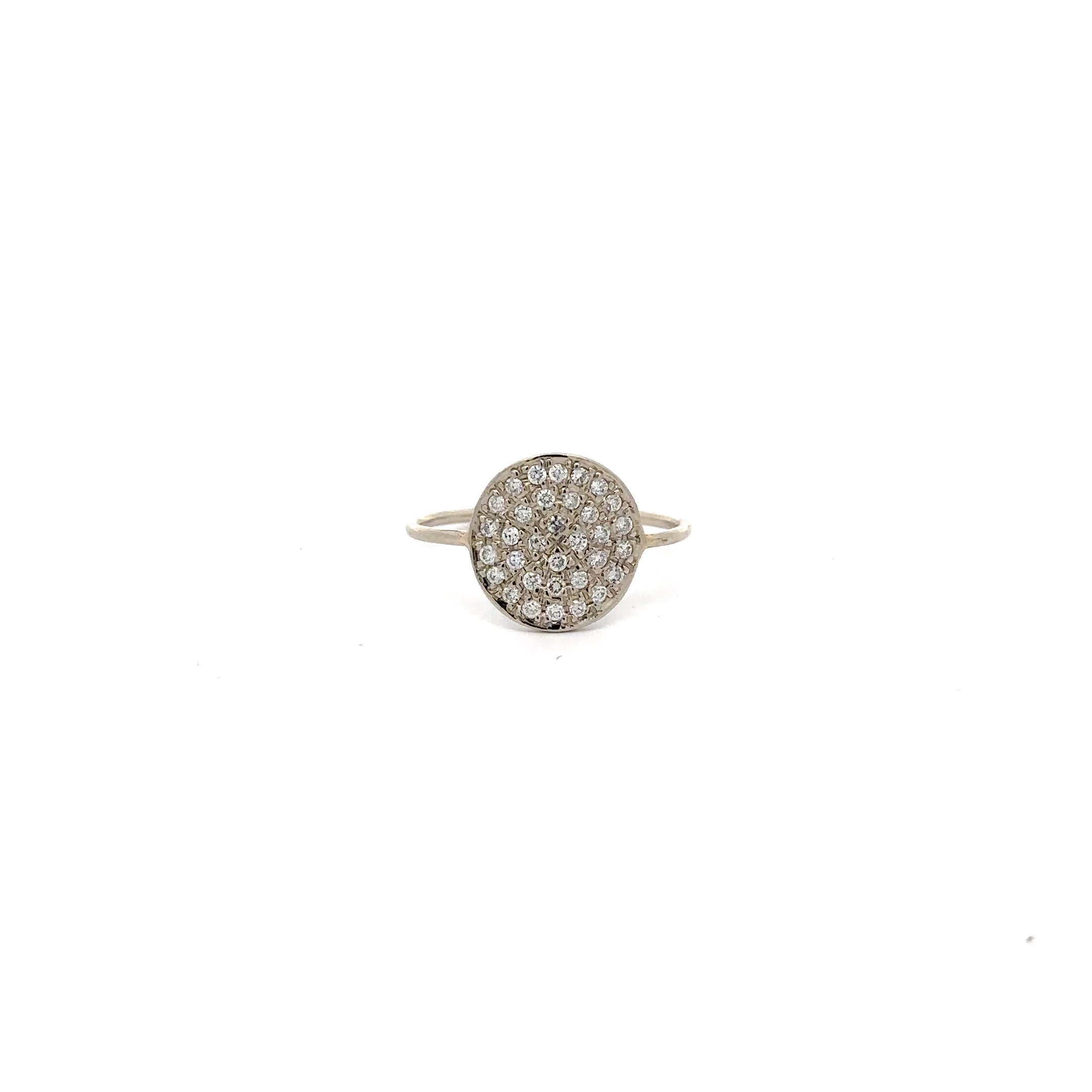 WD152 14kt diamond The Curved Pave disk ring