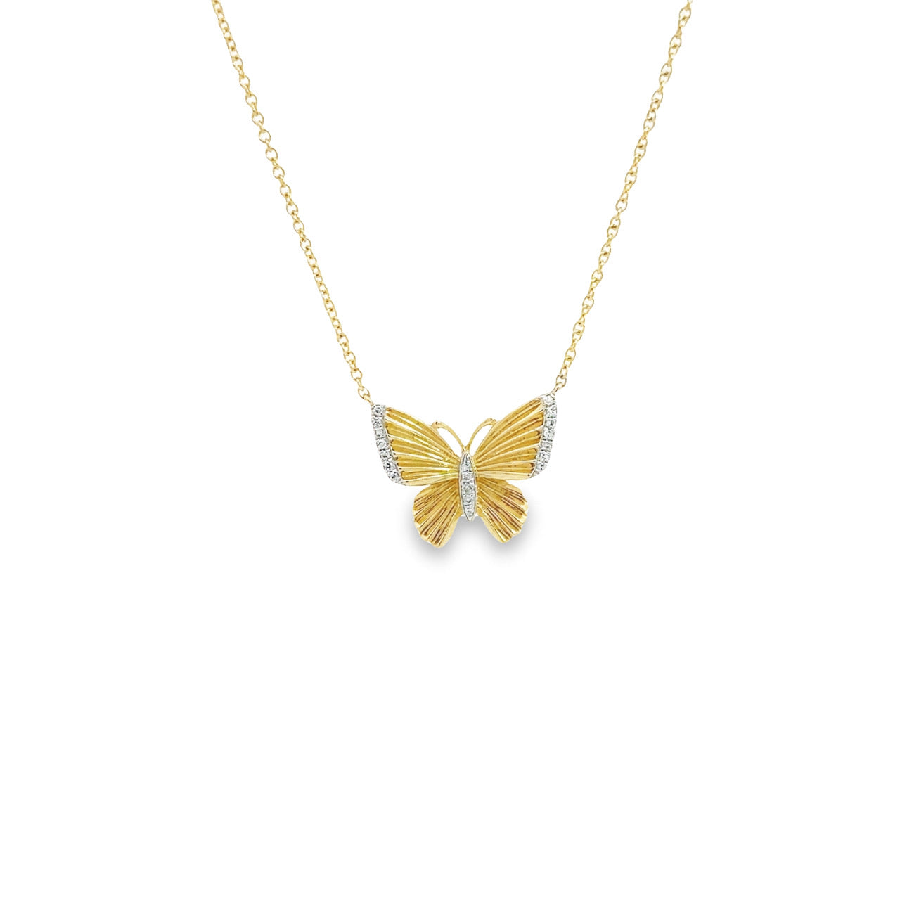 WD982 14kt Diamond Butterfly Necklace